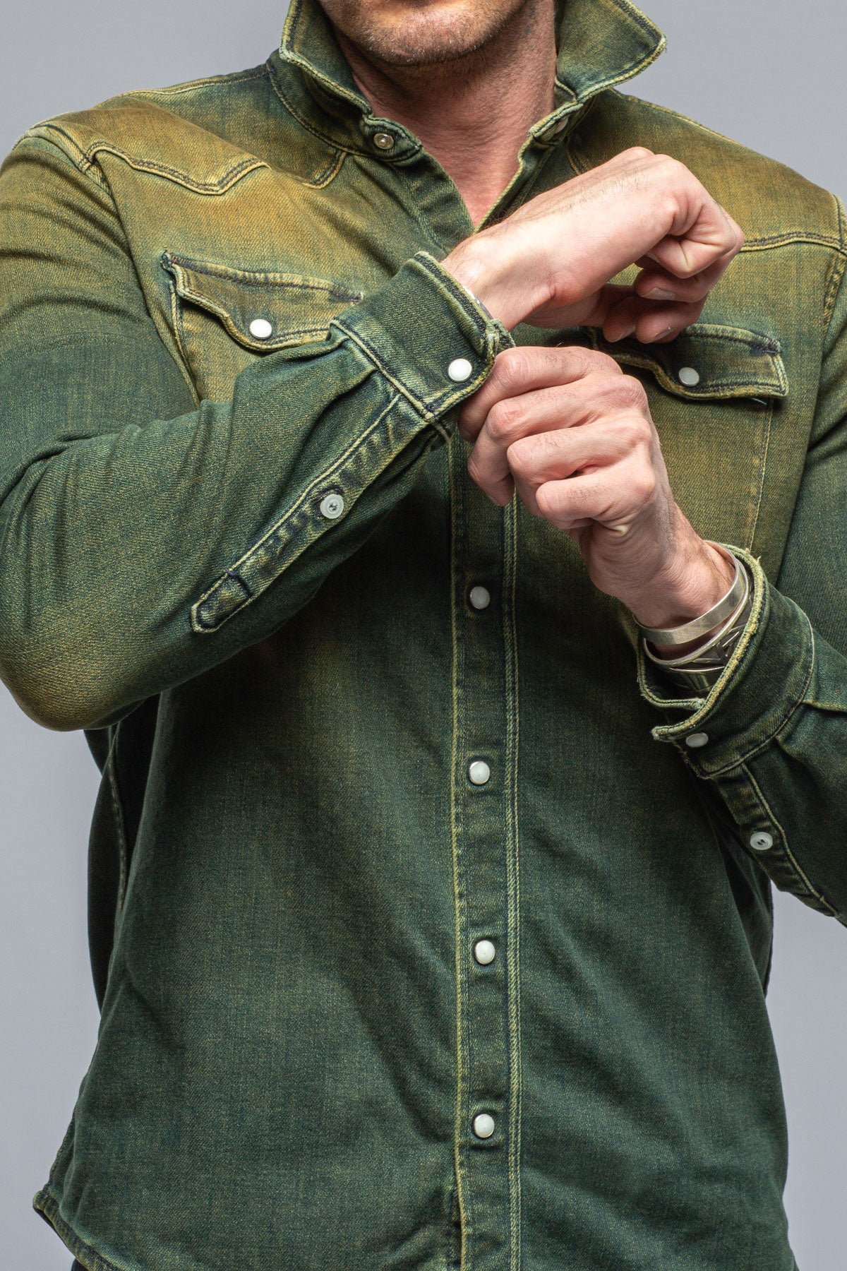 Roper Over-Dyed Western Snap Shirt In Ocra | Mens - Snap Shirts | Axel's Premium Denim