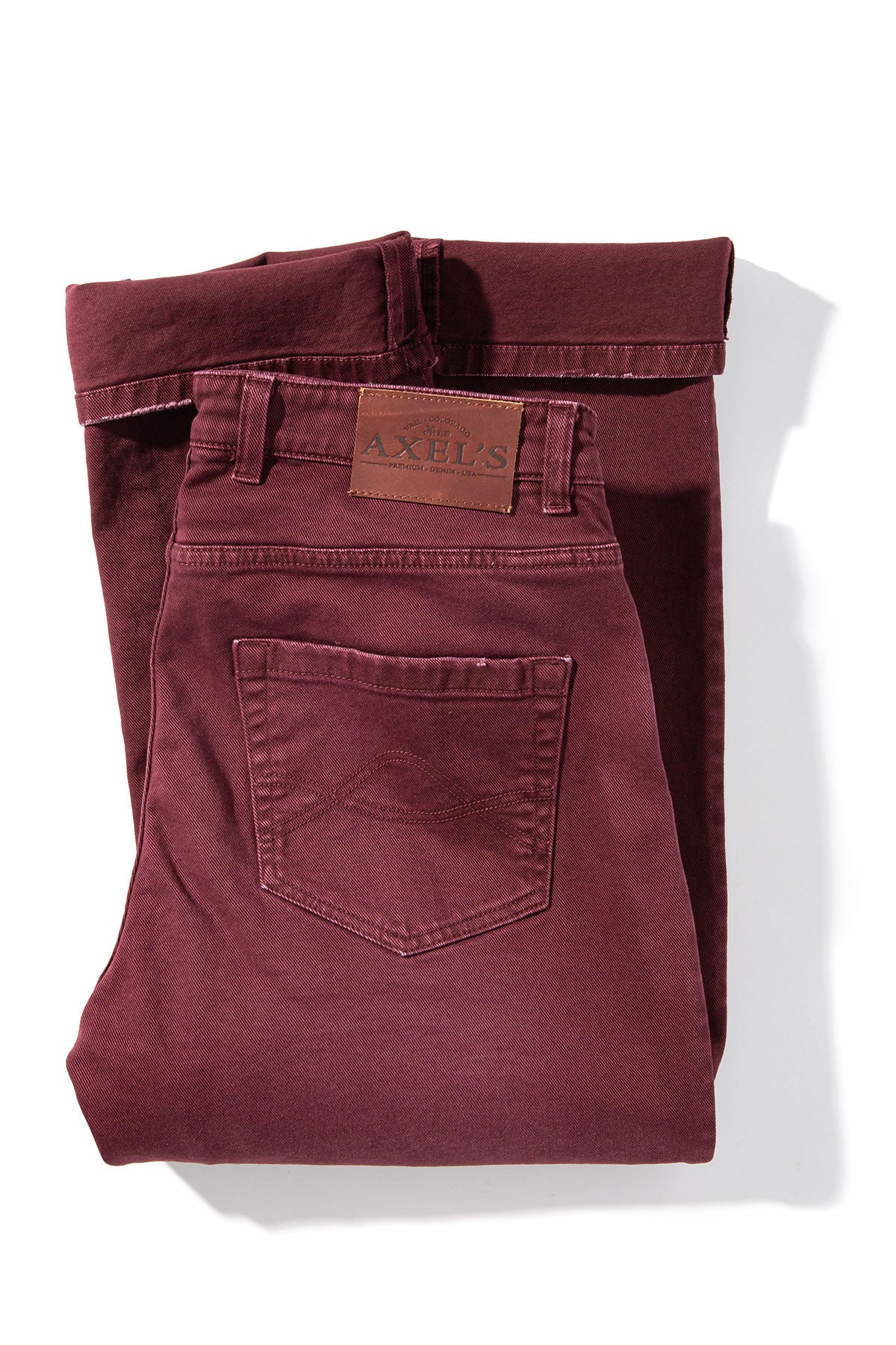 Axel's Premium Denim | Silverton Worn-In Slim Straight Denim In Bordeaux | Mens - Pants - 5 Pocket