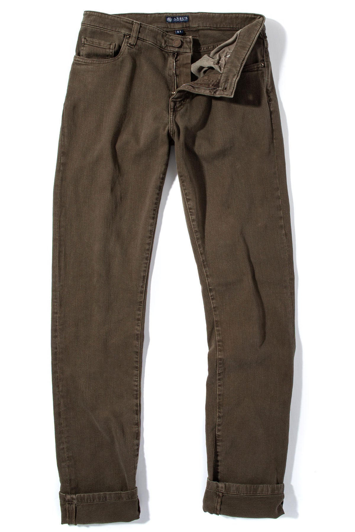 Axel's Premium Denim Taos Slim Cotton/Linen Denim in Army Mens - Pants - 5 Pocket