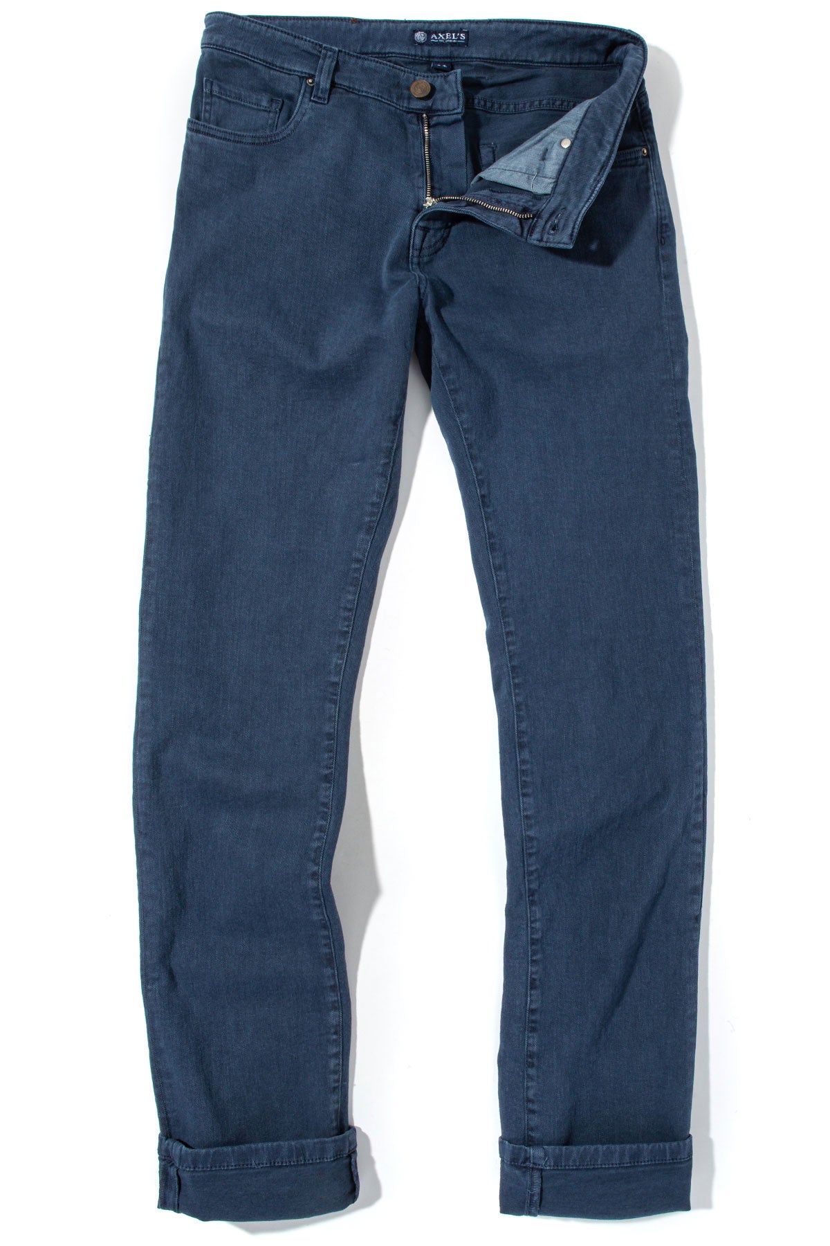 Axel's Premium Denim Taos Slim Cotton/Linen Denim in Blu Oxford Mens - Pants - 5 Pocket