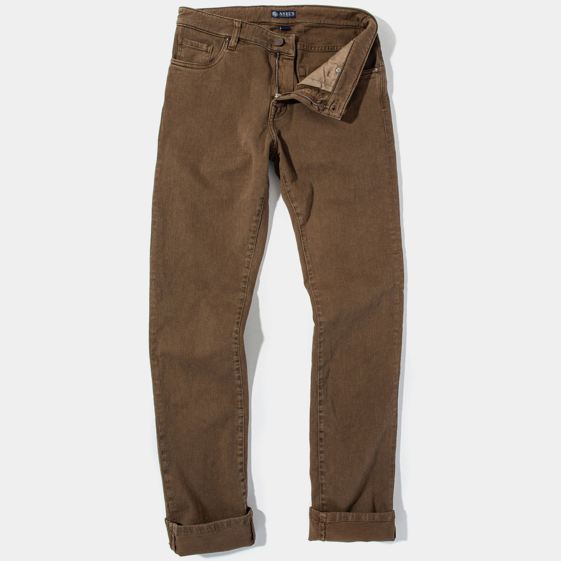 Axel's Premium Denim Taos Slim Cotton/Linen Denim in Liquirizia Mens - Pants - 5 Pocket