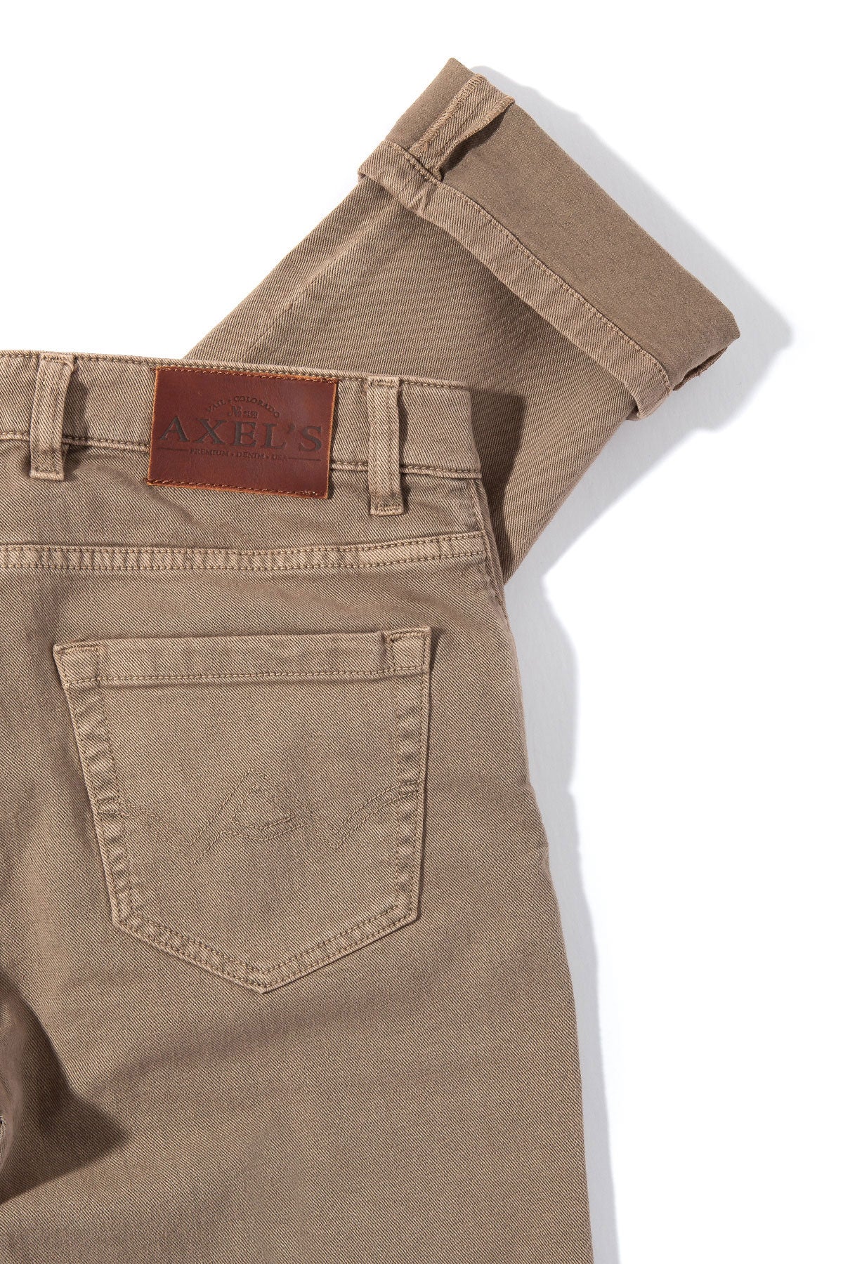 Axel's Premium Denim Taos Slim Cotton/Linen Denim in Tortora Mens - Pants - 5 Pocket