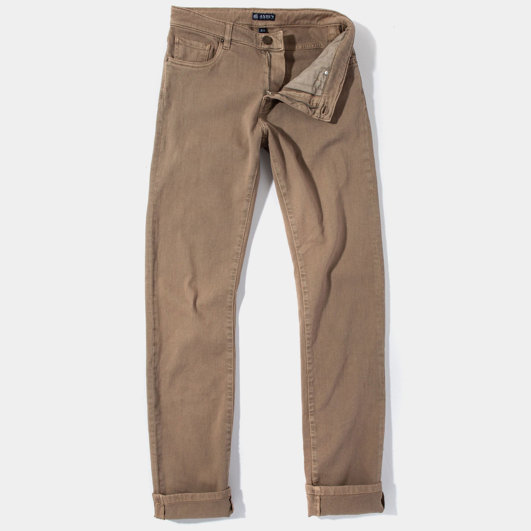 Axel's Premium Denim Taos Slim Cotton/Linen Denim in Tortora Mens - Pants - 5 Pocket