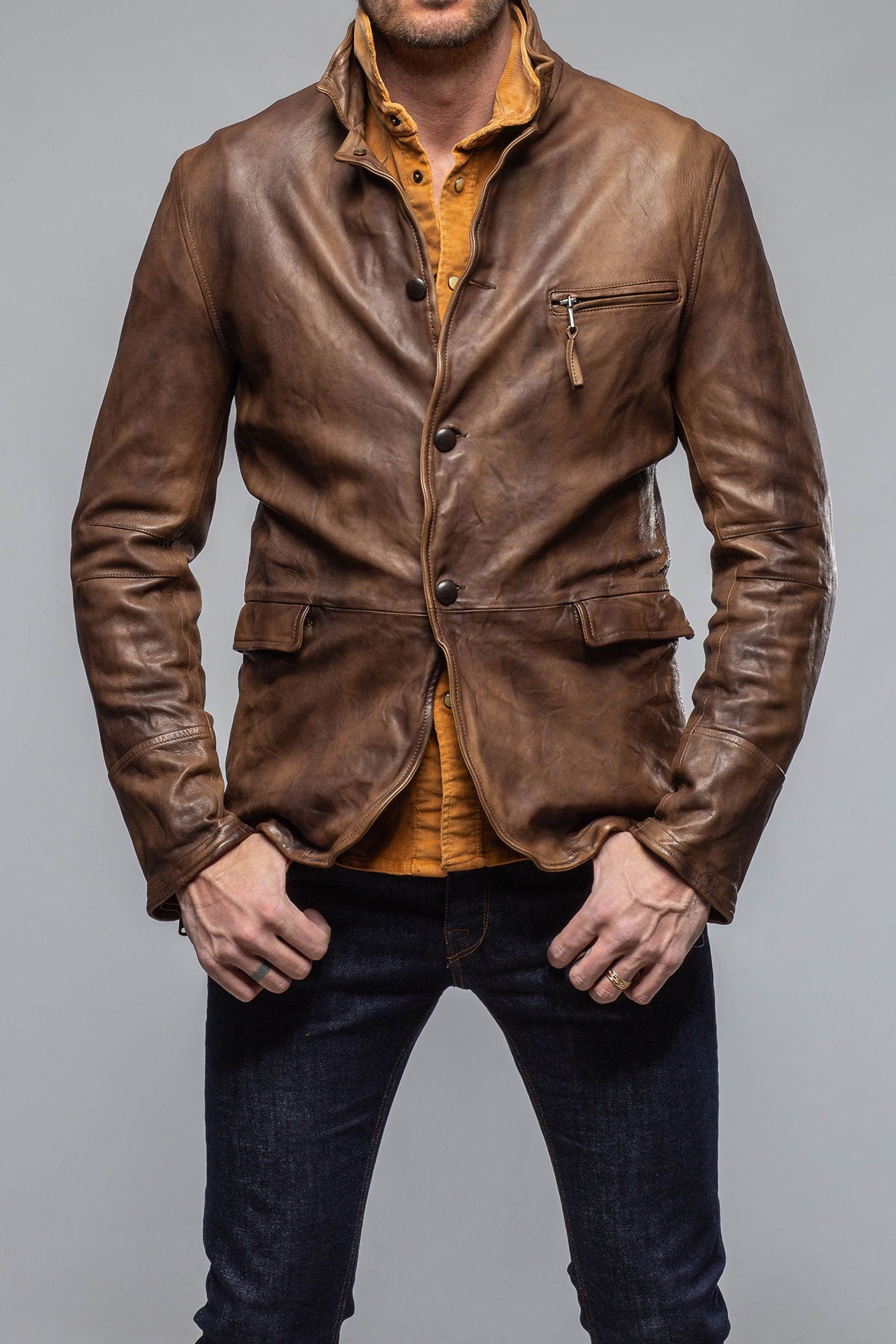Axel's Renegade by Garrett Chance Leather Blazer In Chocolate Mens - Outerwear - Leather