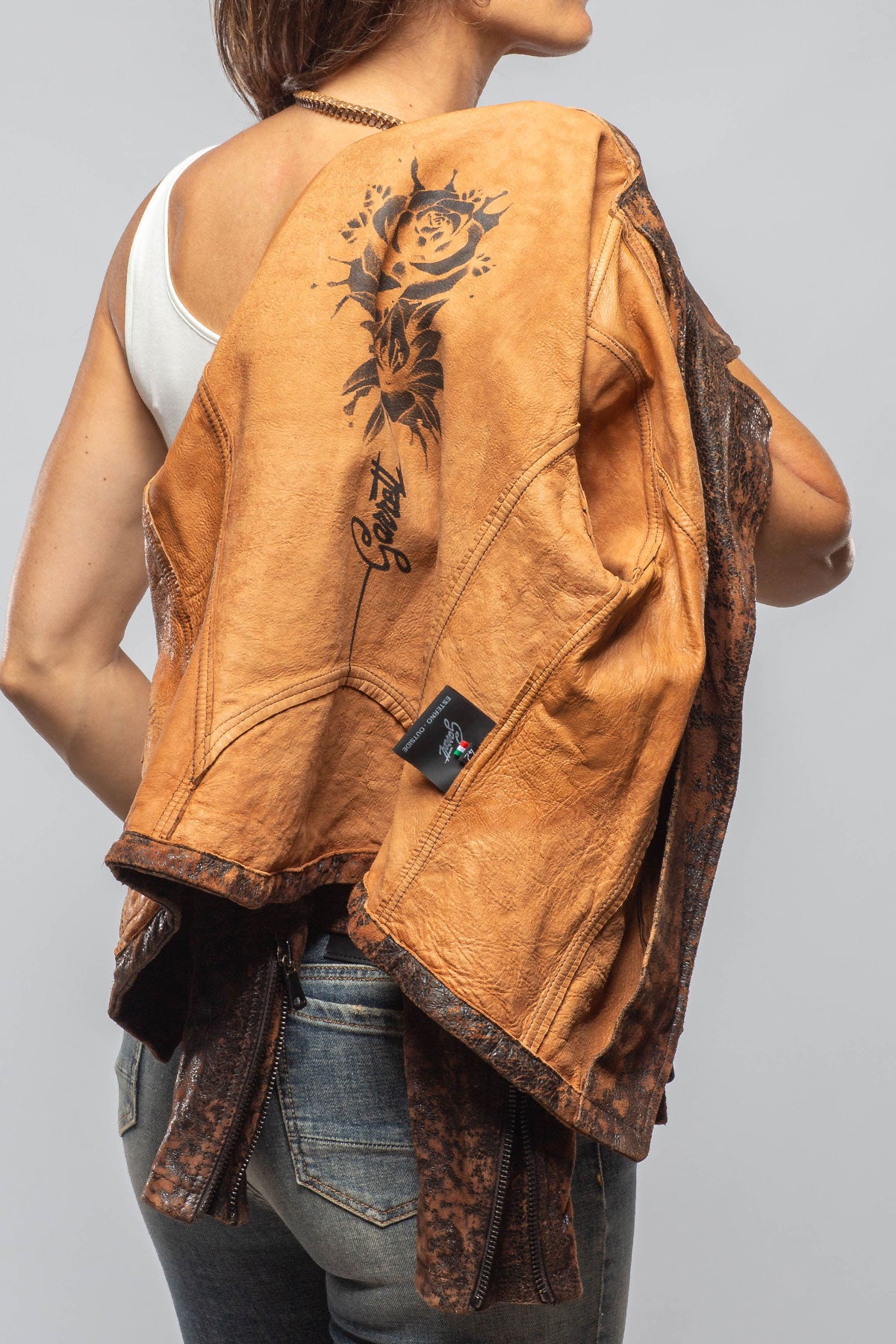 Axel's Renegade by Garrett Ol' Time Side Zip Moto In Vintage Cognac Ladies - Outerwear - Leather