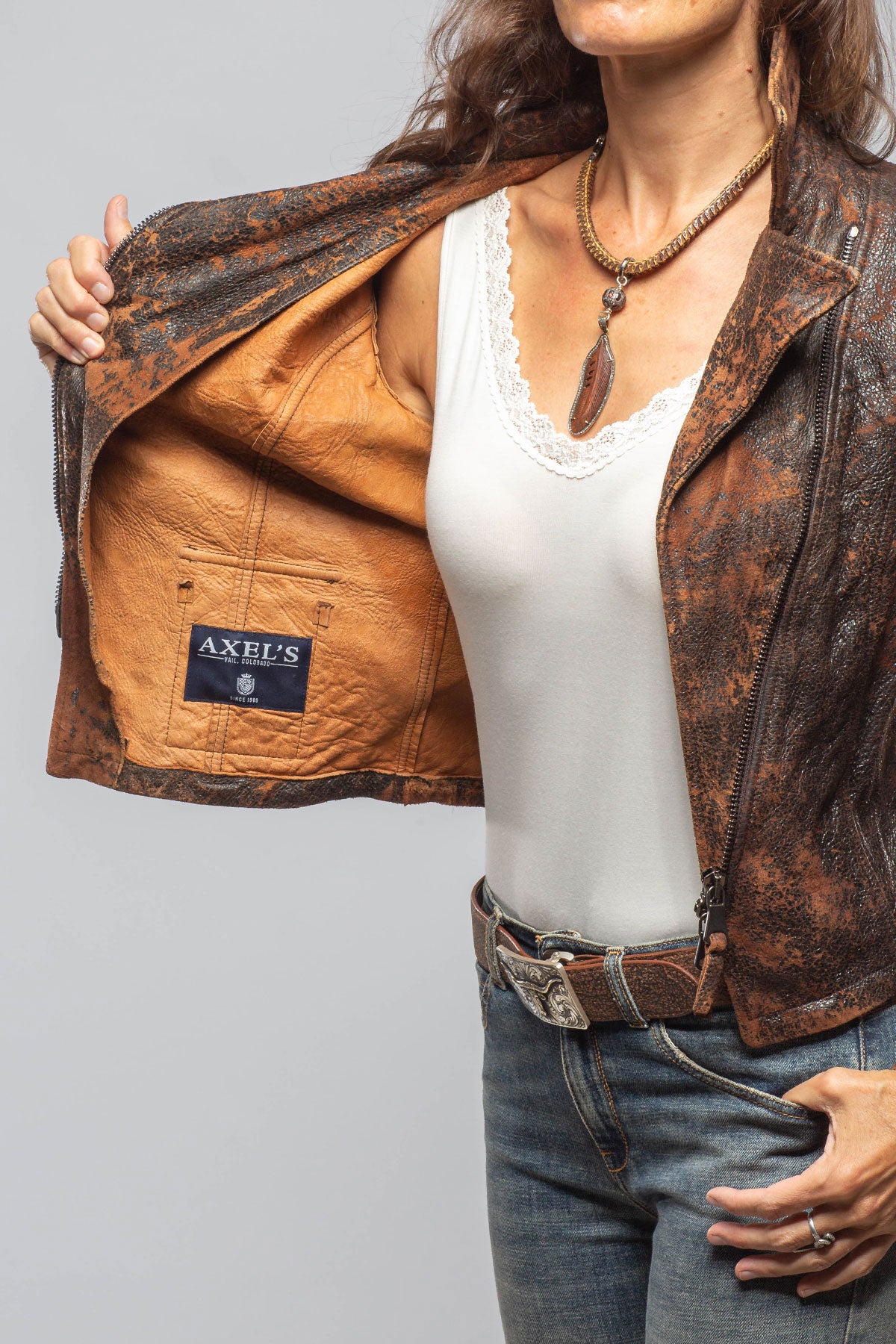 Axel's Renegade by Garrett Ol' Time Side Zip Moto In Vintage Cognac Ladies - Outerwear - Leather
