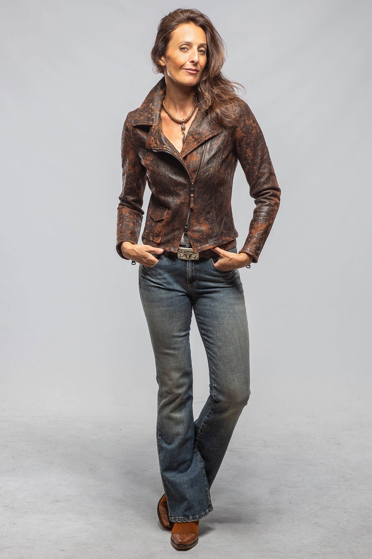 Axel's Renegade by Garrett Ol' Time Side Zip Moto In Vintage Cognac Ladies - Outerwear - Leather
