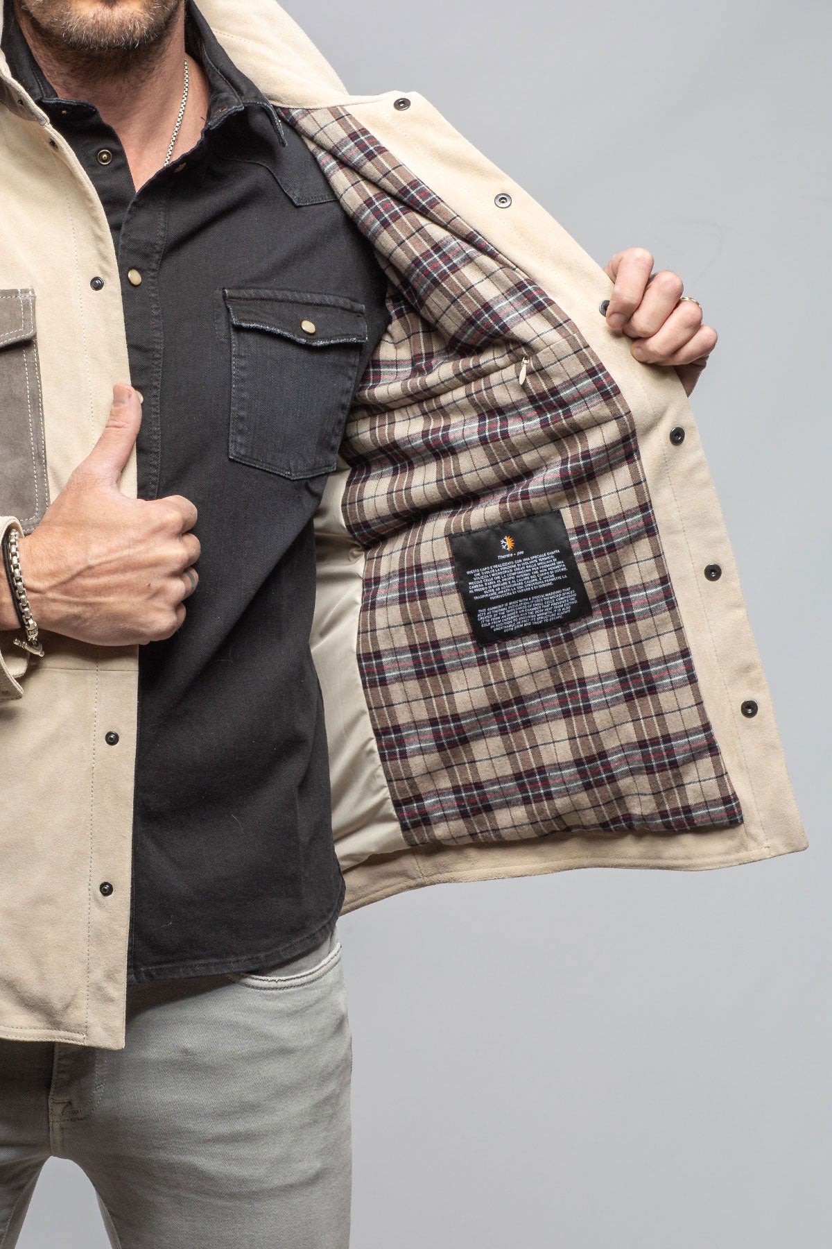 Axel's Stil | Aimone Colorblock Suede Shirt Jacket | Mens - Outerwear - Leather