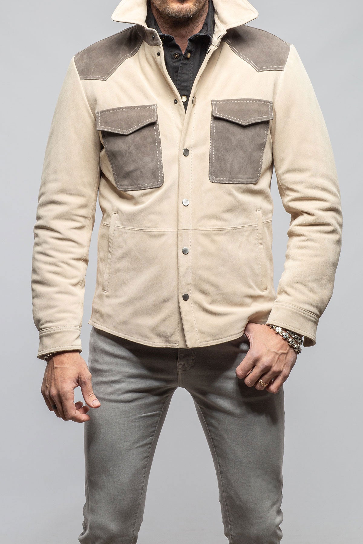 Axel's Stil | Aimone Colorblock Suede Shirt Jacket | Mens - Outerwear - Leather