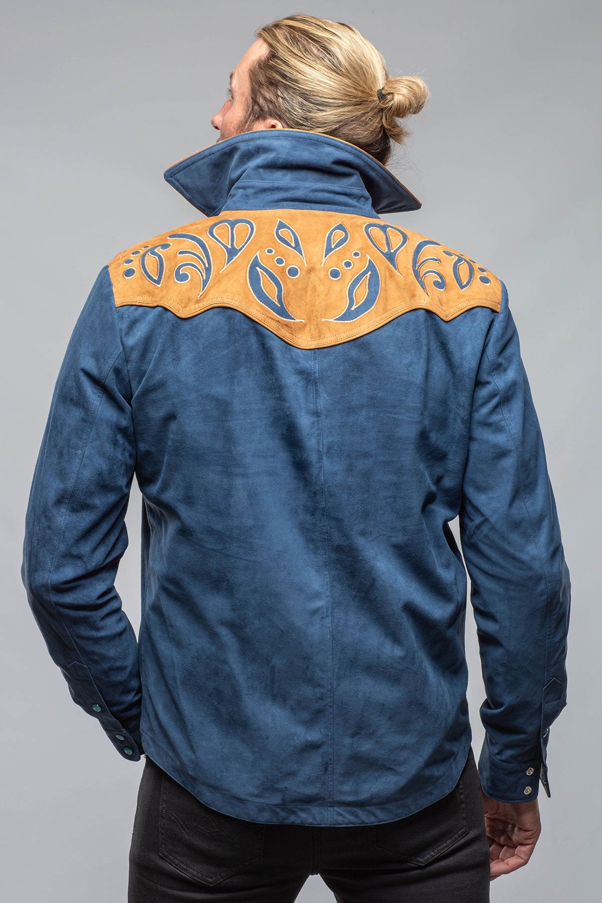 Axel's Stil | Corzo Western Suede Overshirt In Blue | Mens - Outerwear - Leather