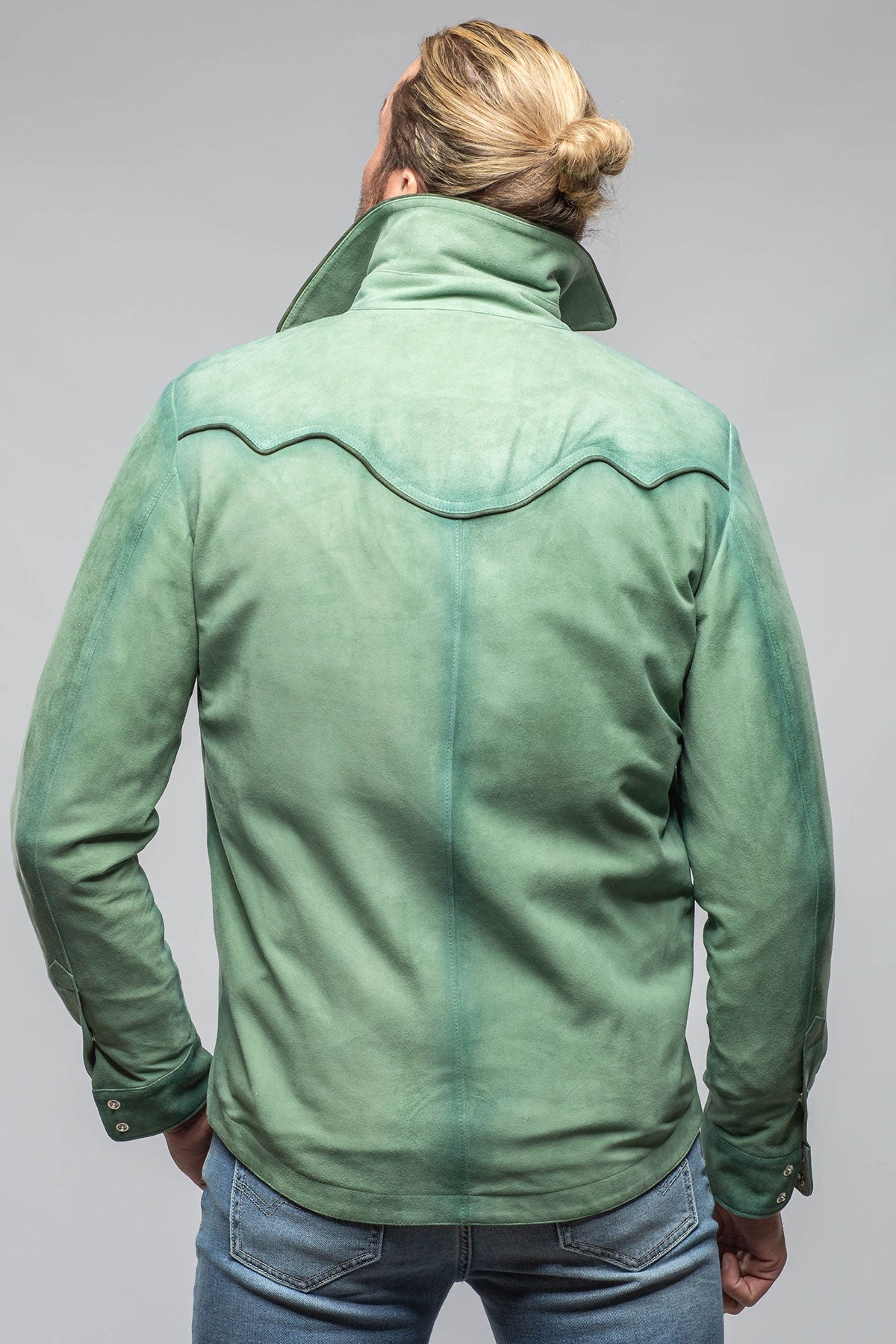 Axel's Stil Corzo Western Suede Overshirt In Green Mens - Outerwear - Leather