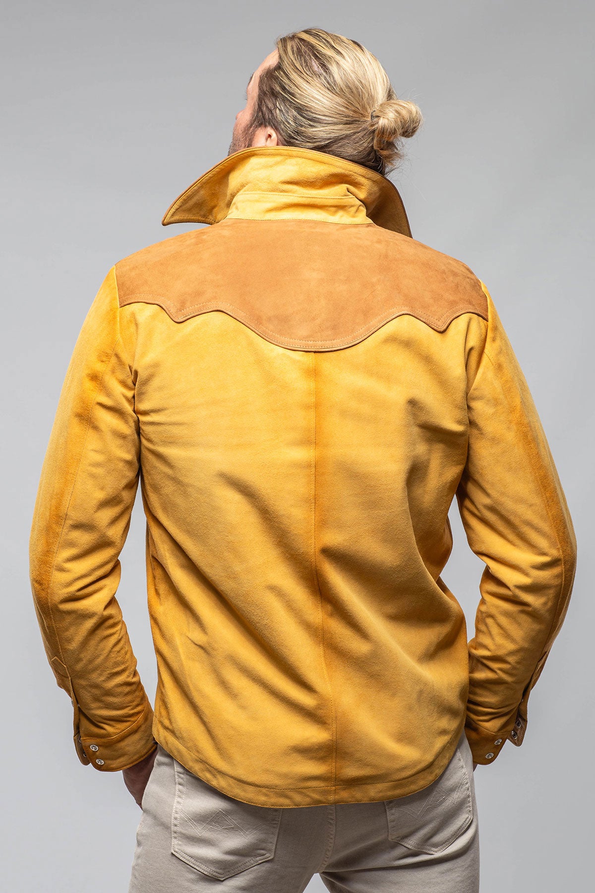 Corzo Western Suede Overshirt In Yellow | Mens - Outerwear - Leather | Axel's Stil