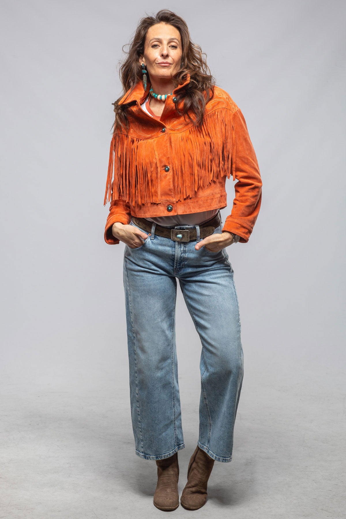 Axel's Stil Ruby Embroidered Fringe Jacket In Poppy Ladies - Outerwear - Leather