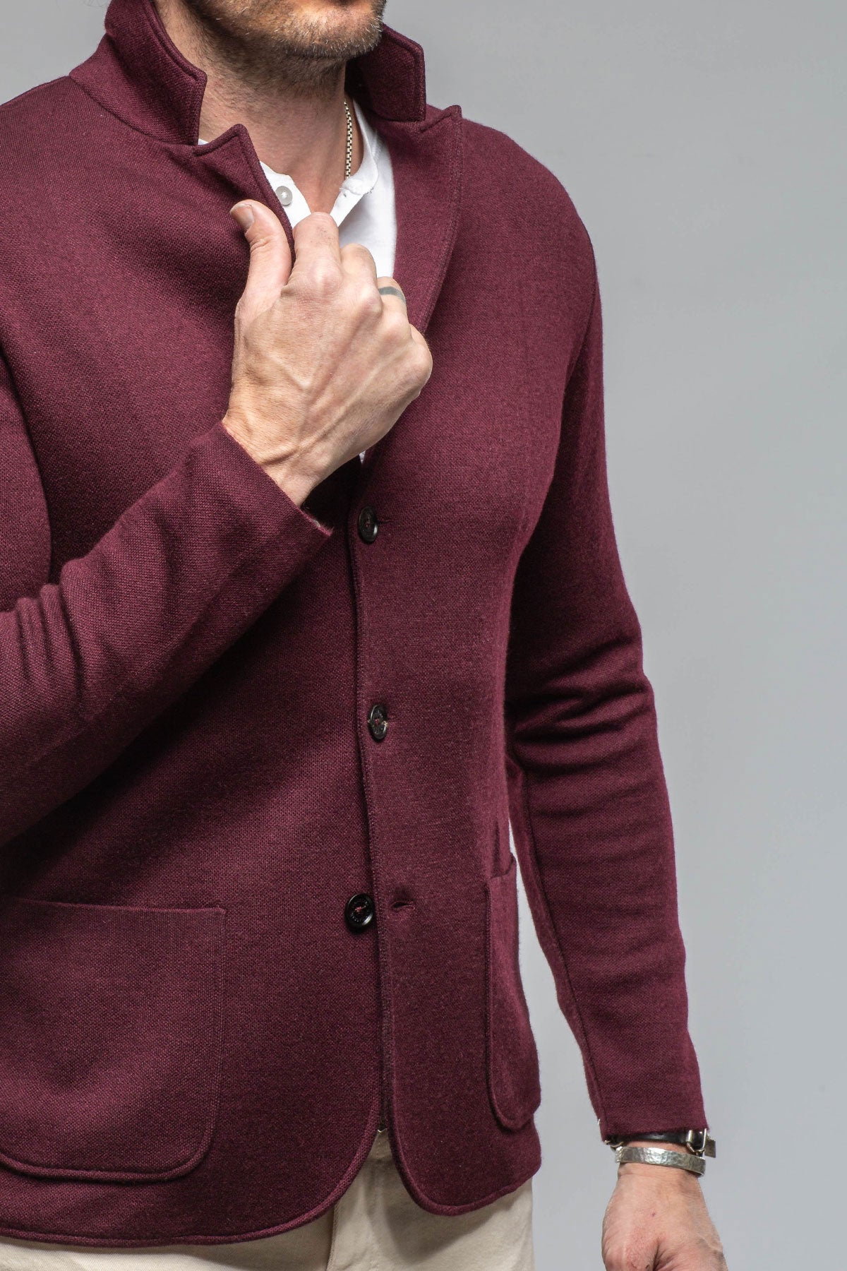 Axels-BDSR Camarena Cashmere Swacket In Burgundy Mens - Sweaters