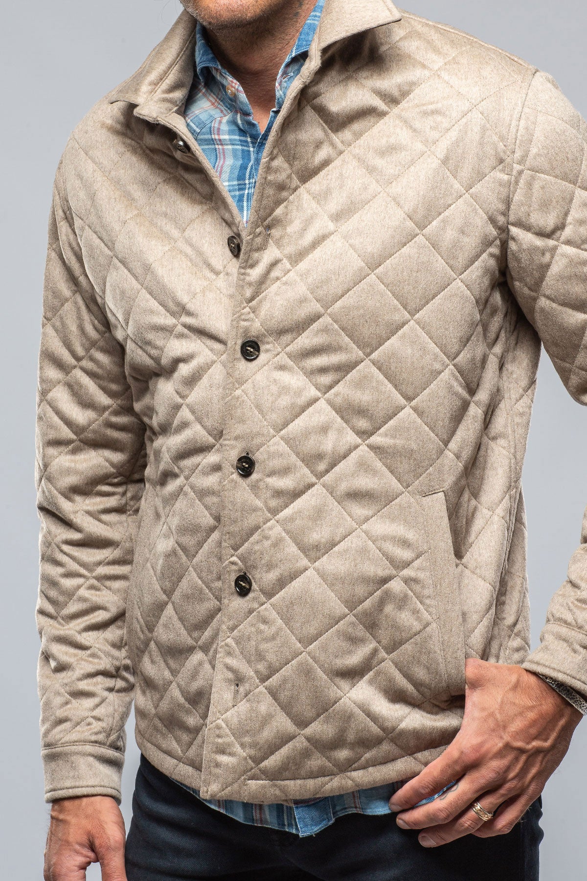 Axels-BDSR Dutton Quilted Cashmere Jacket in Camel Mens - Outerwear - Cloth