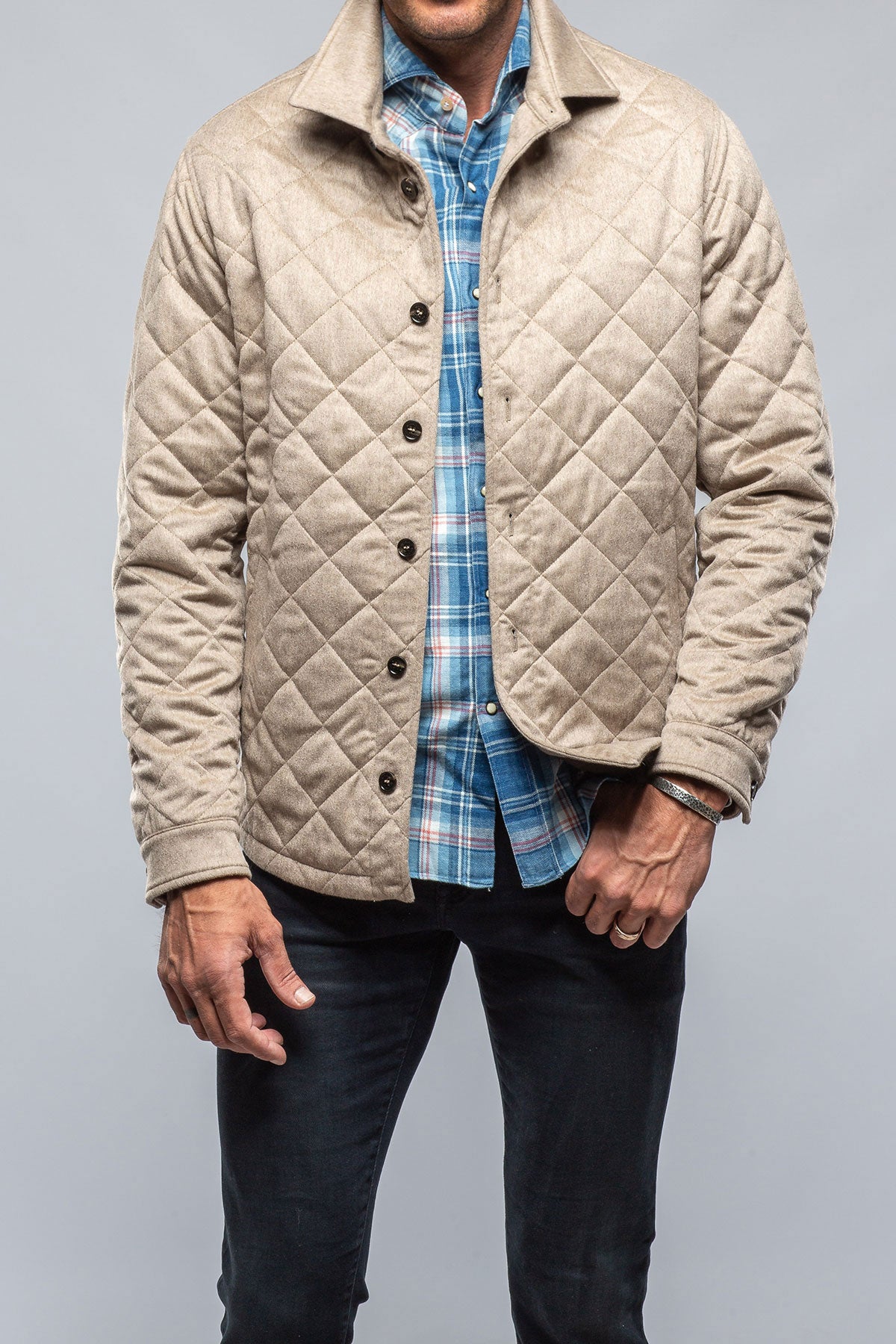 Axels-BDSR Dutton Quilted Cashmere Jacket in Camel Mens - Outerwear - Cloth