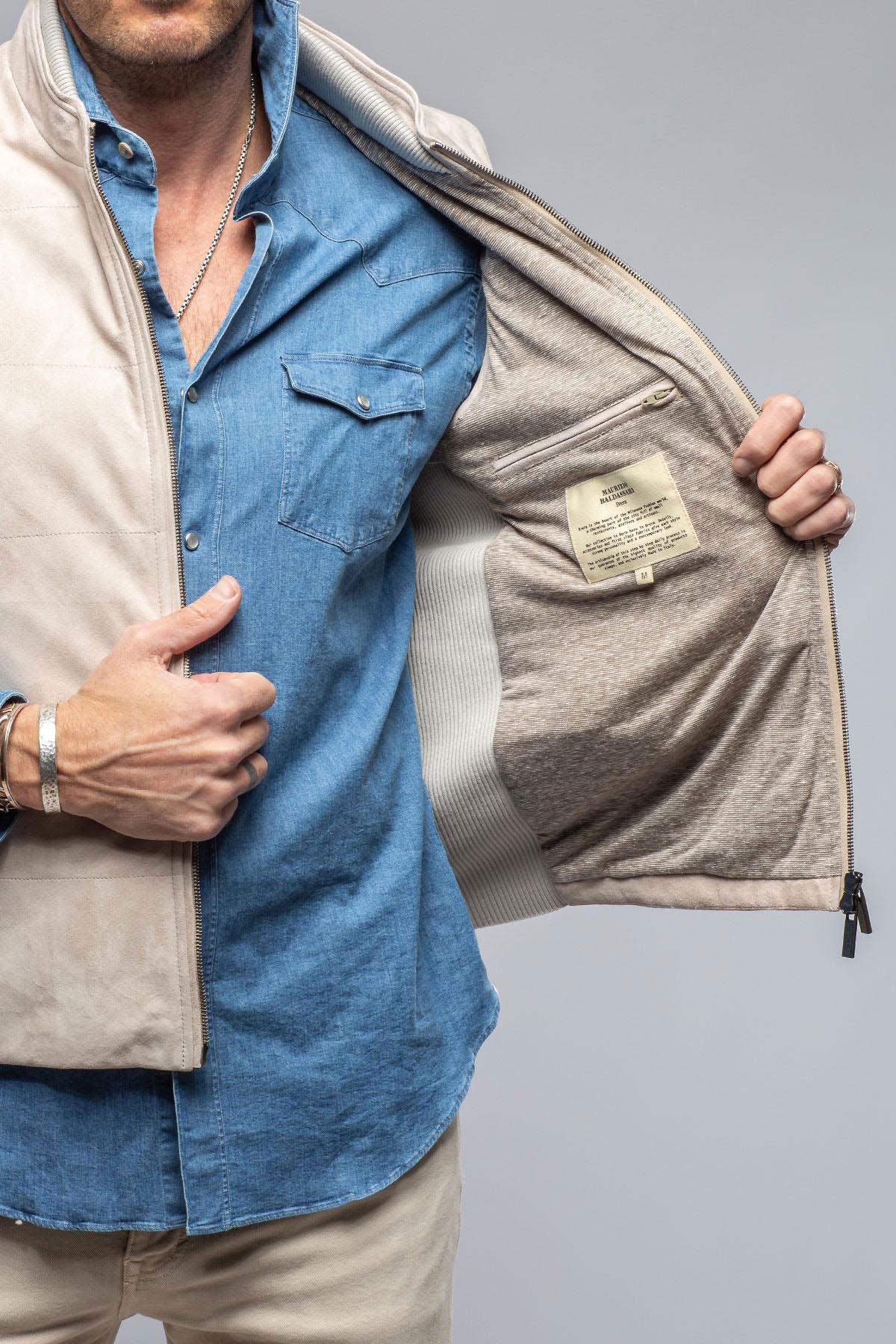 Huracán Suede Vest In Ivory | Mens - Outerwear - Leather | Axels-BDSR