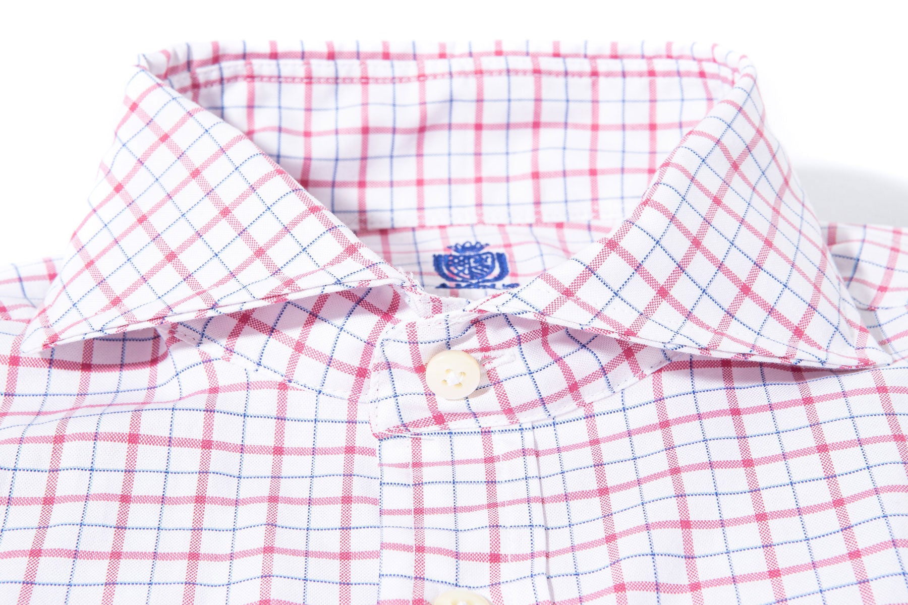 Axels-Is Panamera Cotton Check Shirt In Blue W Red Mens - Shirts - Dress