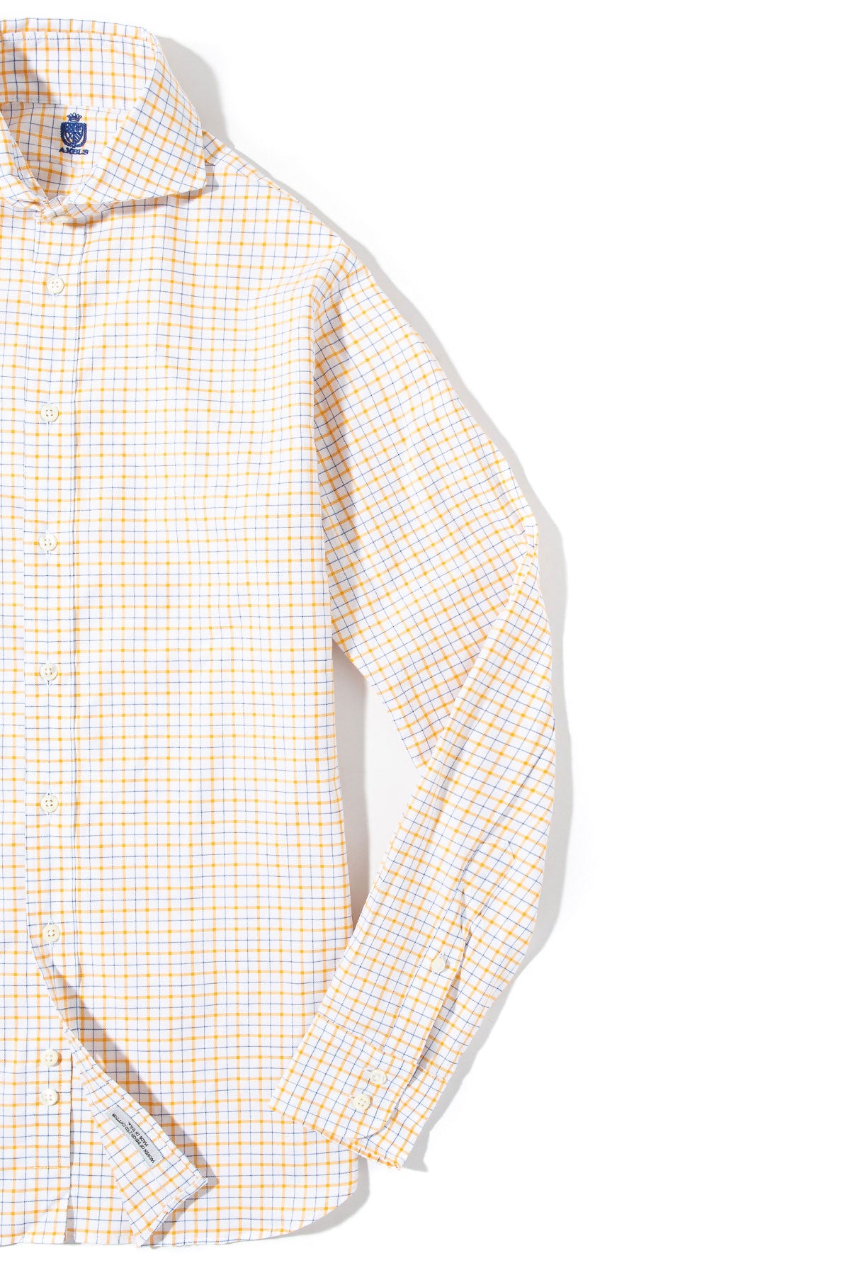 Axels-Is Panamera Cotton Check Shirt In Yellow w Blue Mens - Shirts - Dress