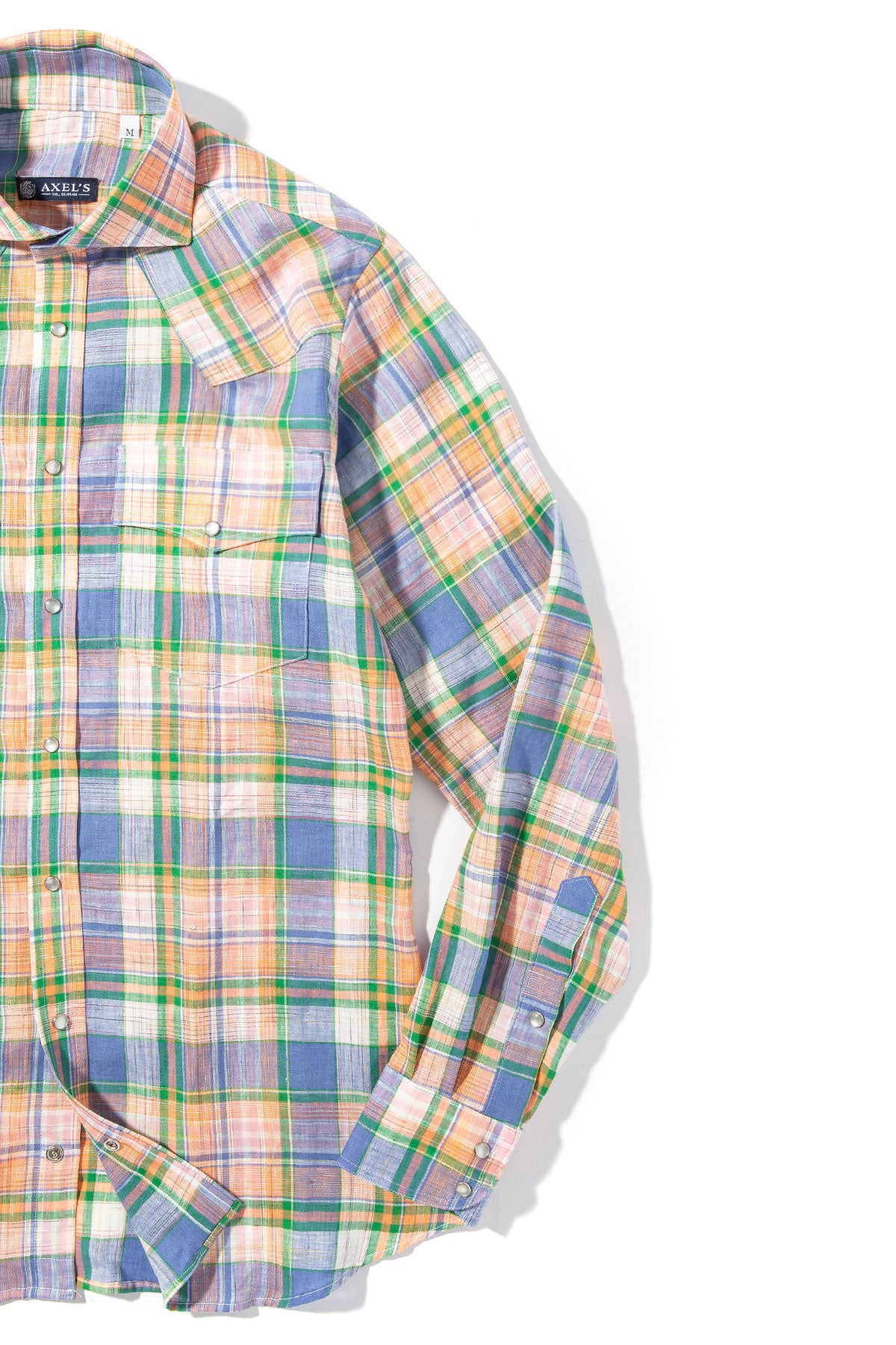 Axels-Is Western Linen In Orange Purple and Green Mens - Shirts - Dress