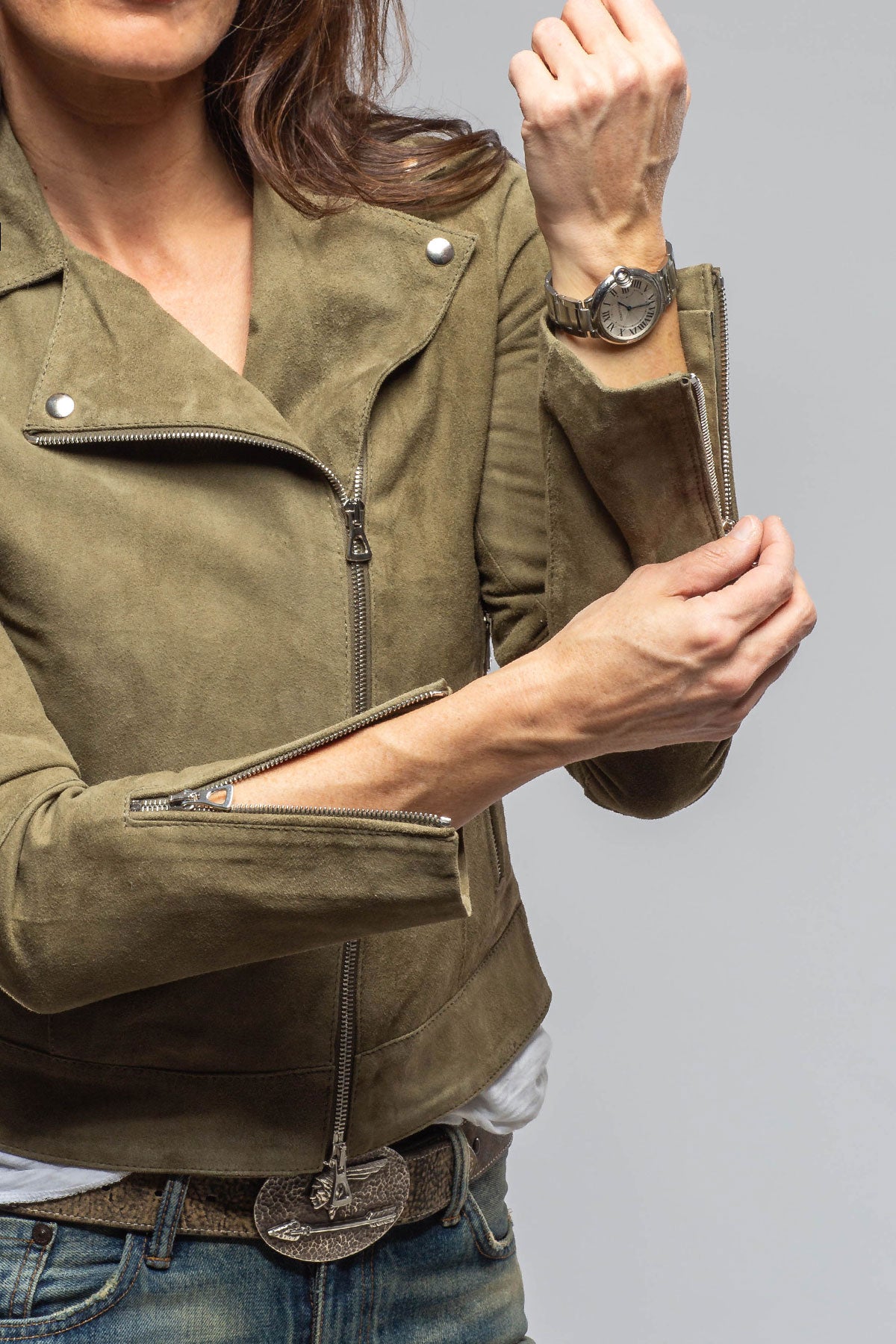 Axels Miley Suede Velour Moto Jacket Ladies - Outerwear - Leather