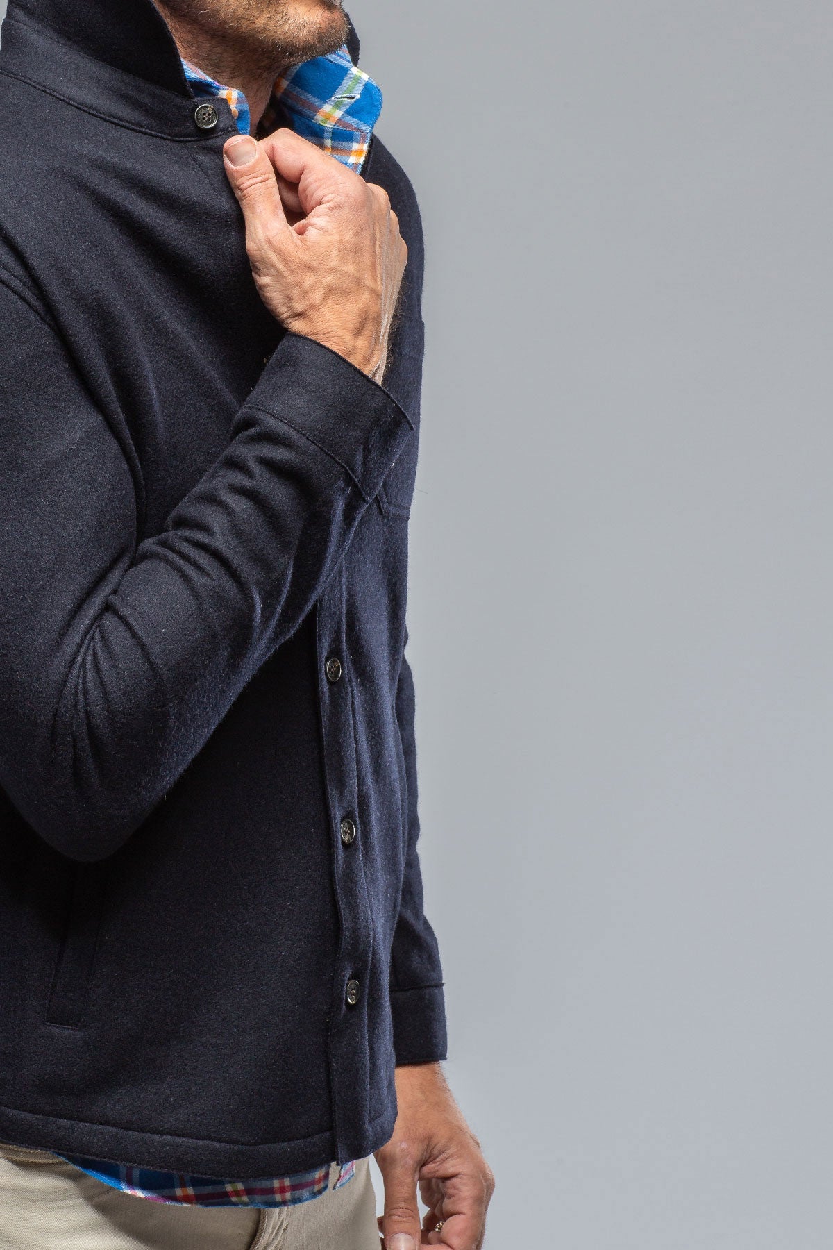 Baldassari Sooter Cashmere Shirt In Navy Mens - Sweaters