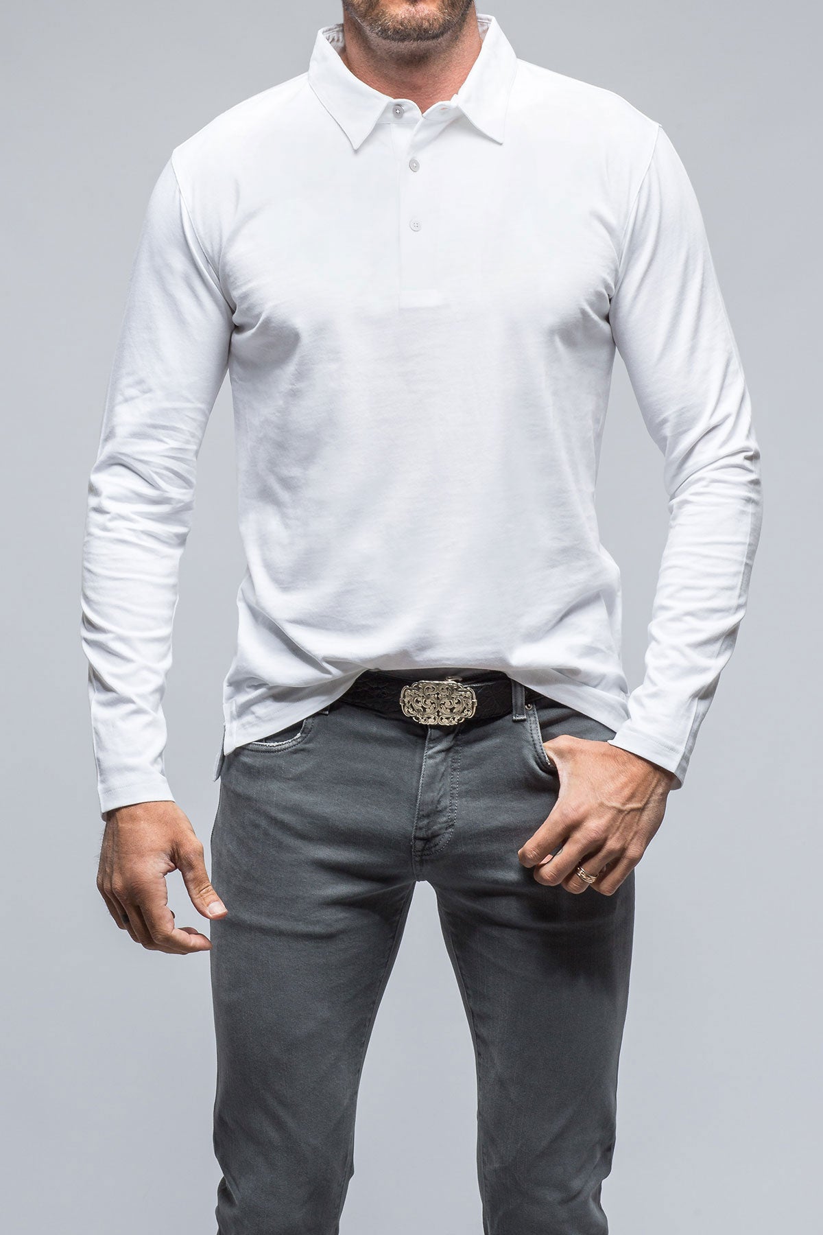 Newport Cotton Polo in White | Mens - Shirts - Polos | Georg Roth