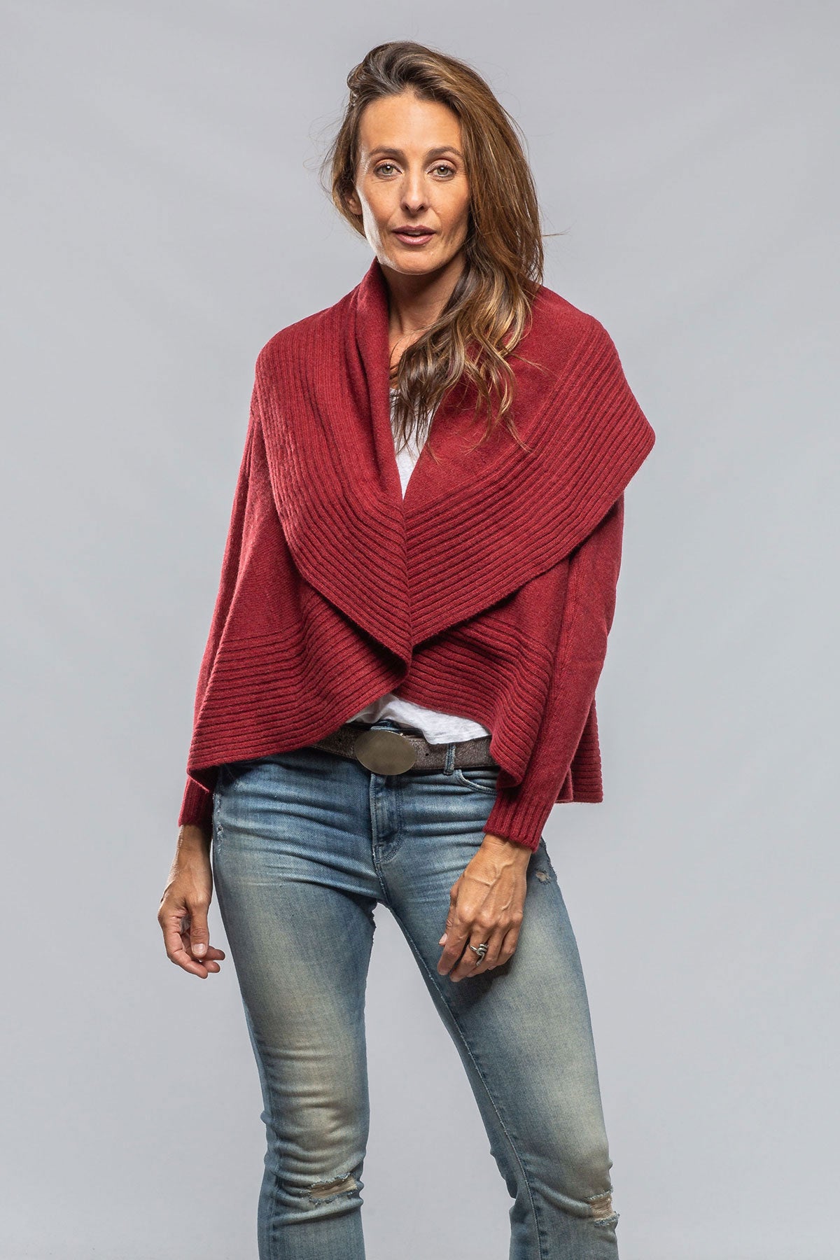 Margot Cashmere Open Cardigan In Rust