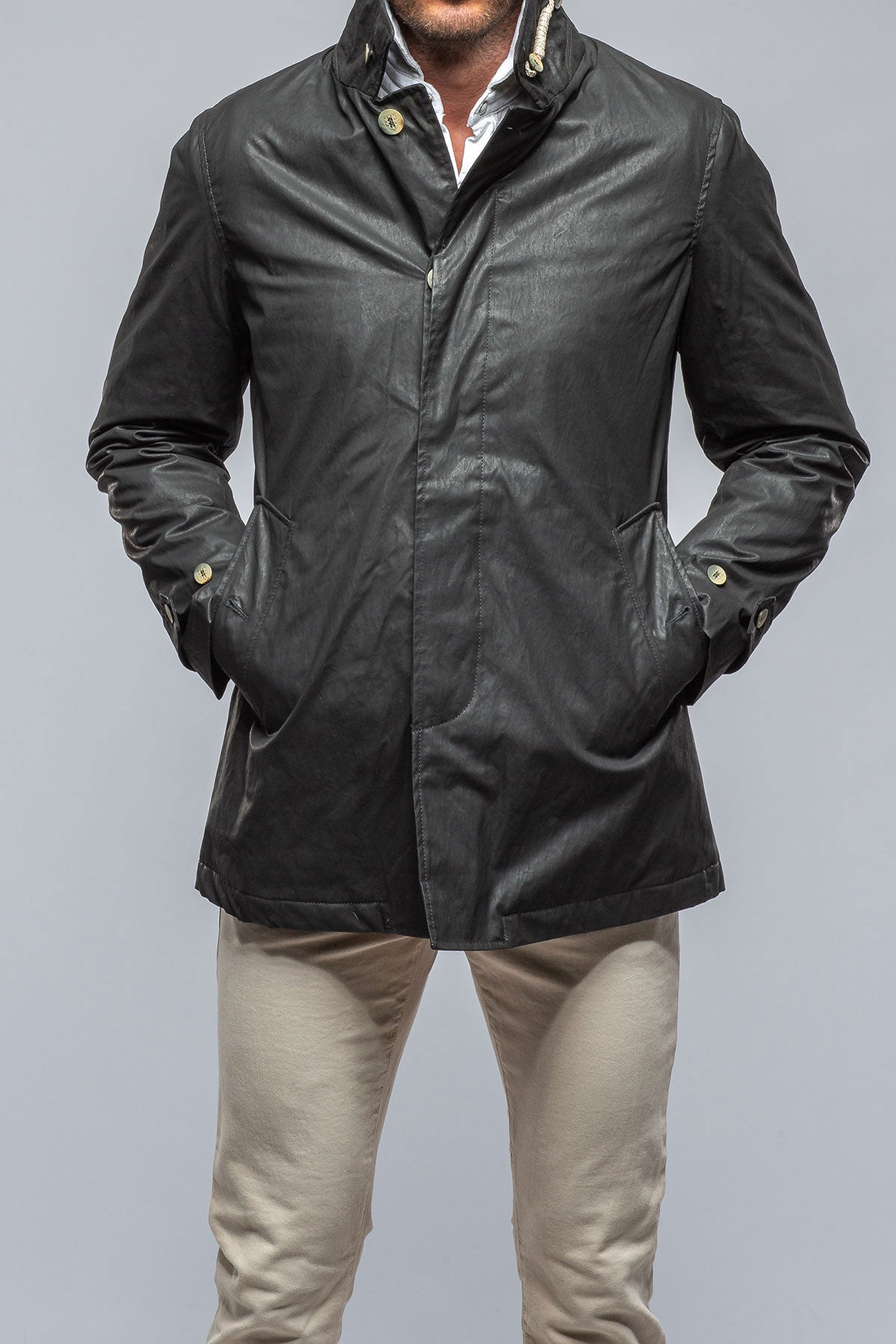 Camplin Yarmony Waxed Peacoat Warehouse - Mens - Outerwear - Cloth