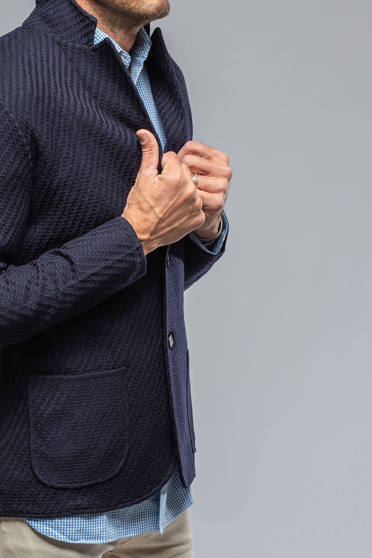 Luca Sweater Jacket In Navy | Mens - Sweaters | Axels-BDSR