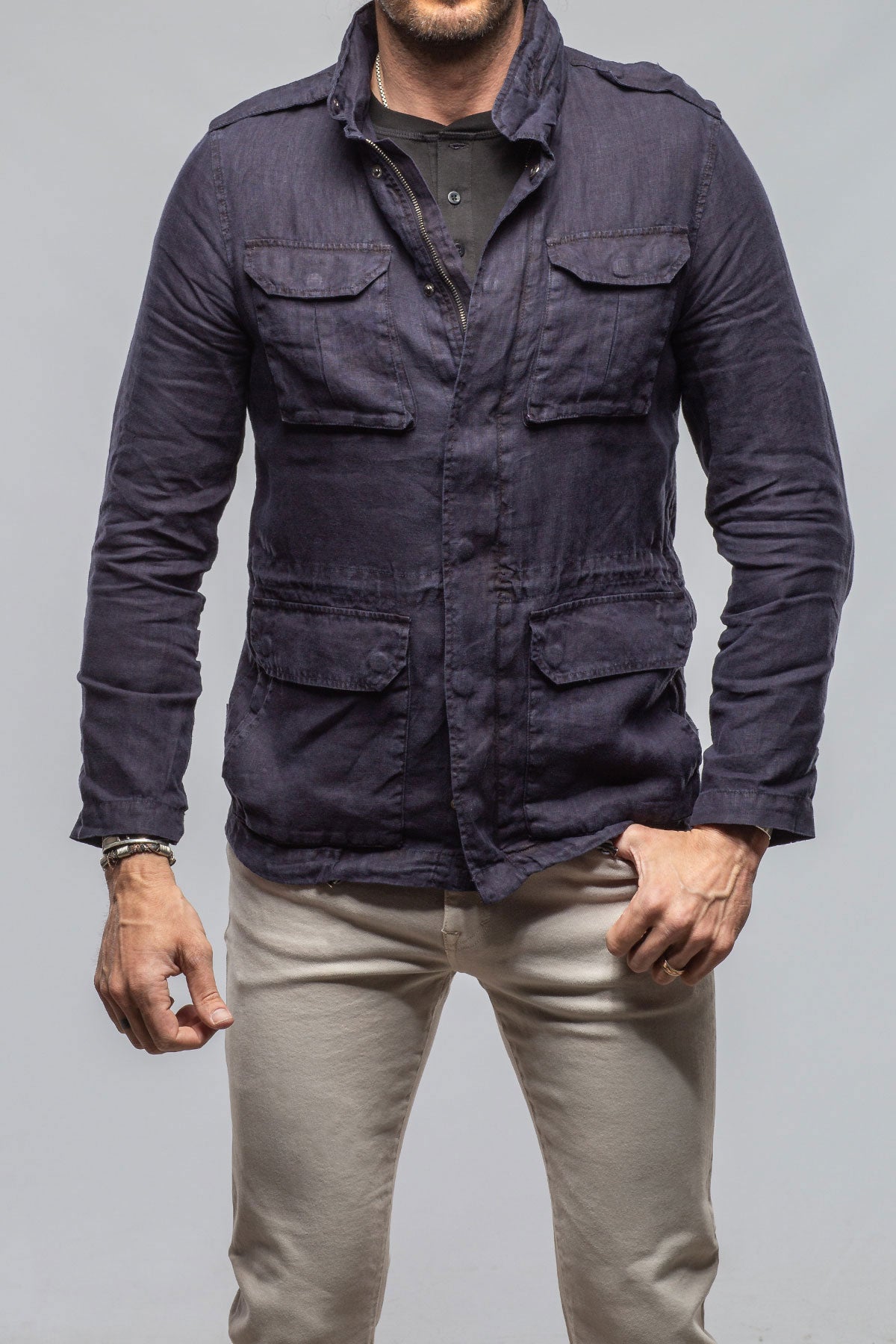 Savu Linen Jacket In Dark Navy | Mens - Outerwear - Lightweight | Keeling