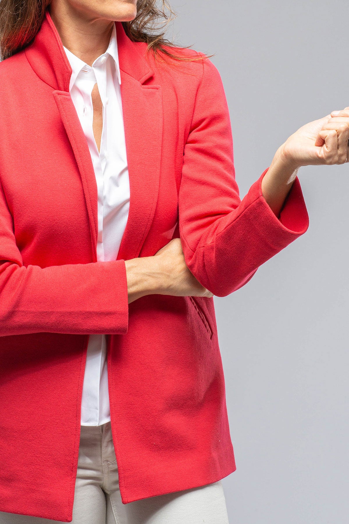 Melanie Single Button Long Jkt In Pink Gloss | Ladies - Tailored - Jackets | Amina Rubinacci