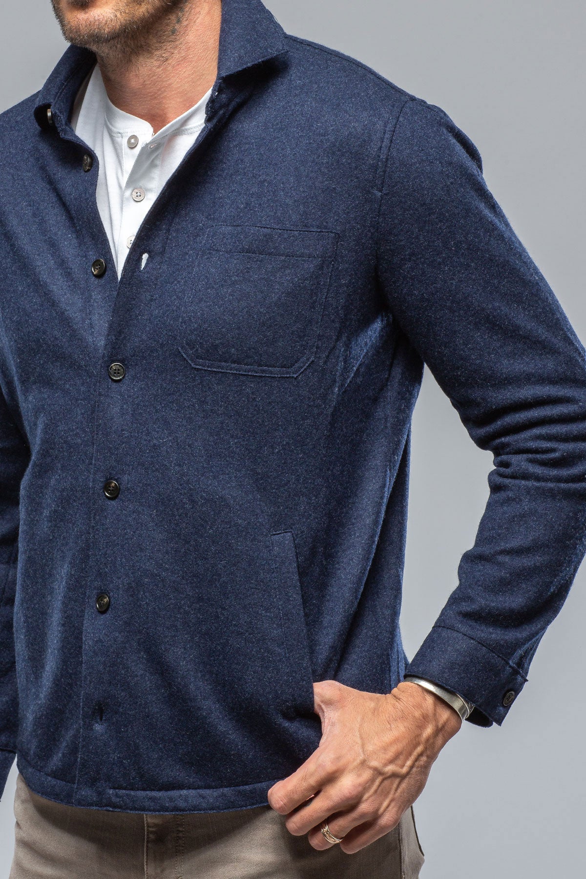 Sooter Cashmere Shirt In Blueprint | Mens - Sweaters | Baldassari