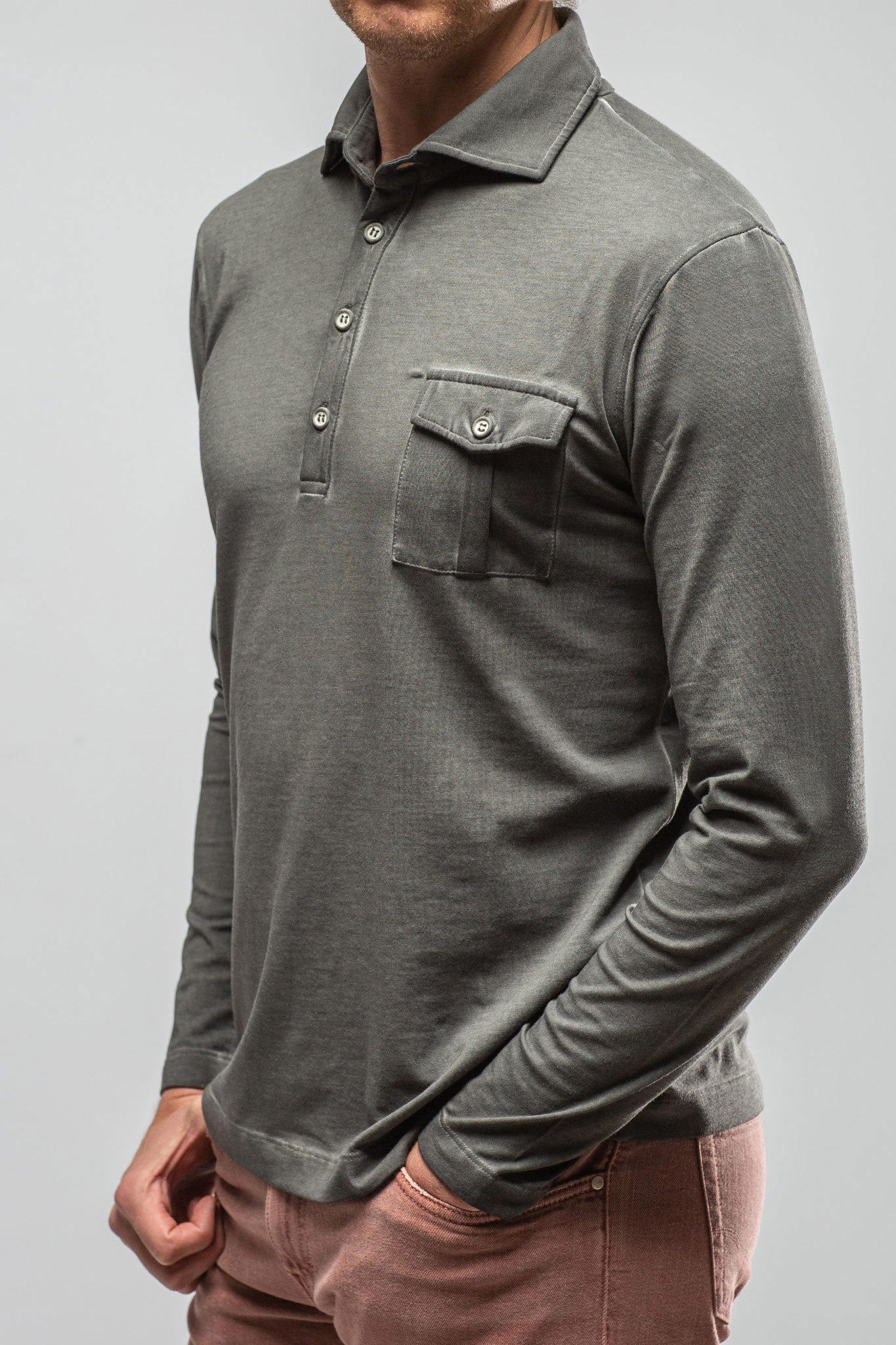 Cafe Paco LS Polo Shirt In Antracite | Mens - Shirts - Polos | Dune