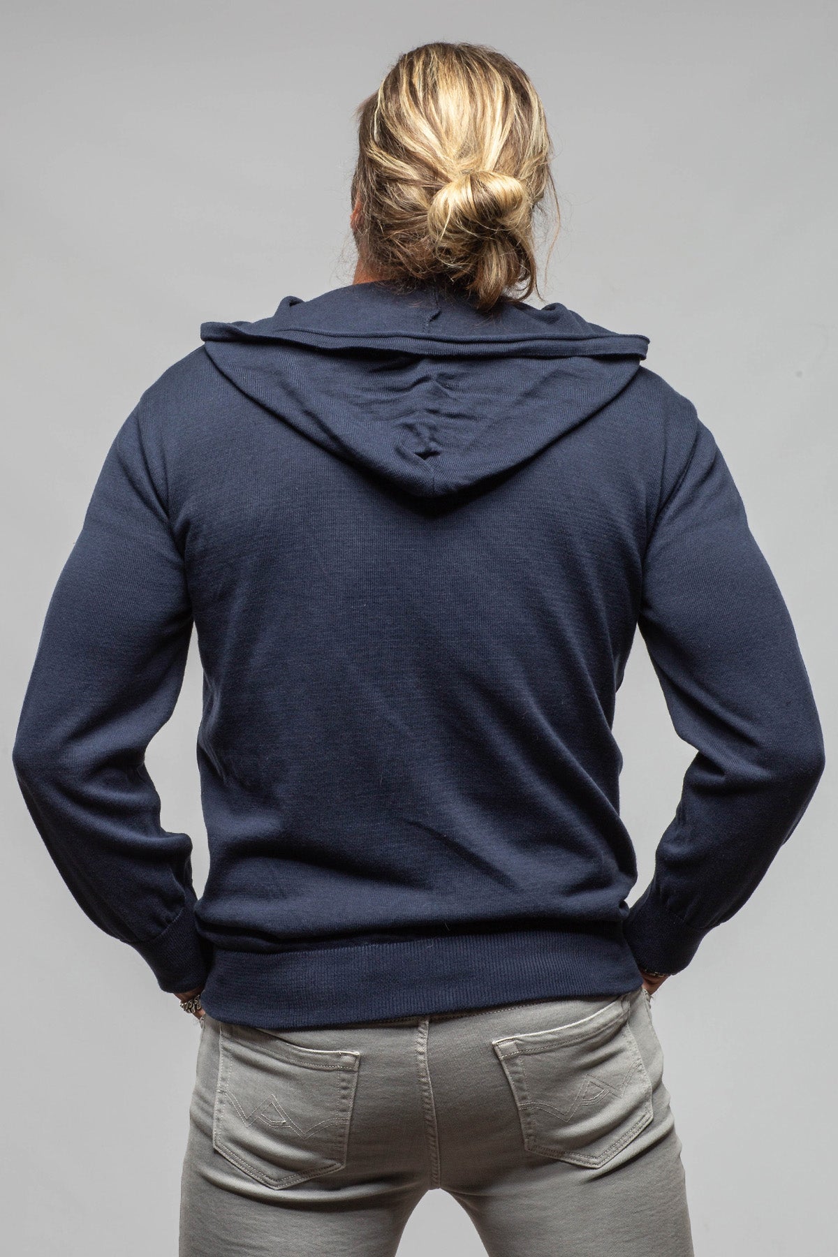 DiBello Hughes Suede & Knit Jacket In Navy Samples - Mens - Outerwear - Leather