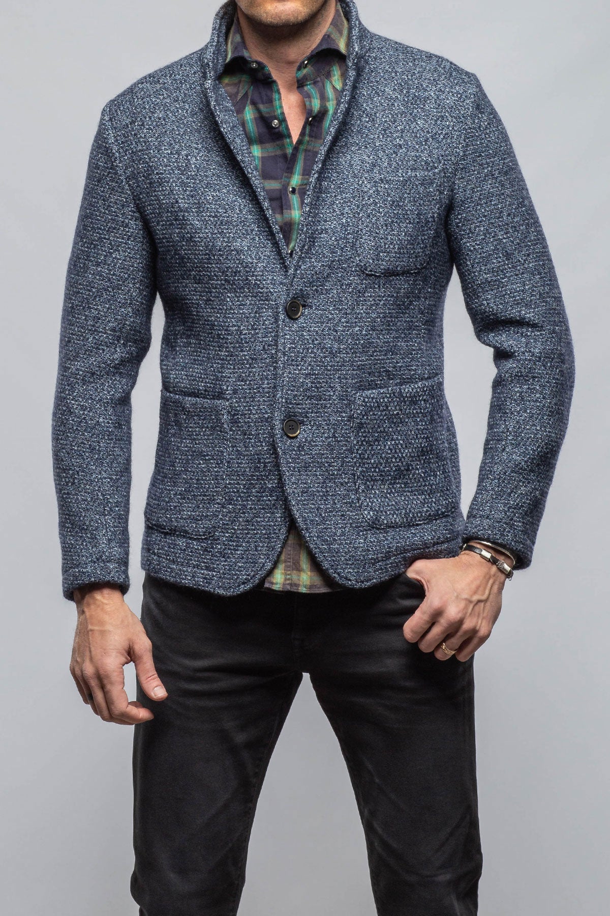 Halifax Knit Coat In Washed Navy | Warehouse - Mens - Outerwear - Cloth | Gimo's