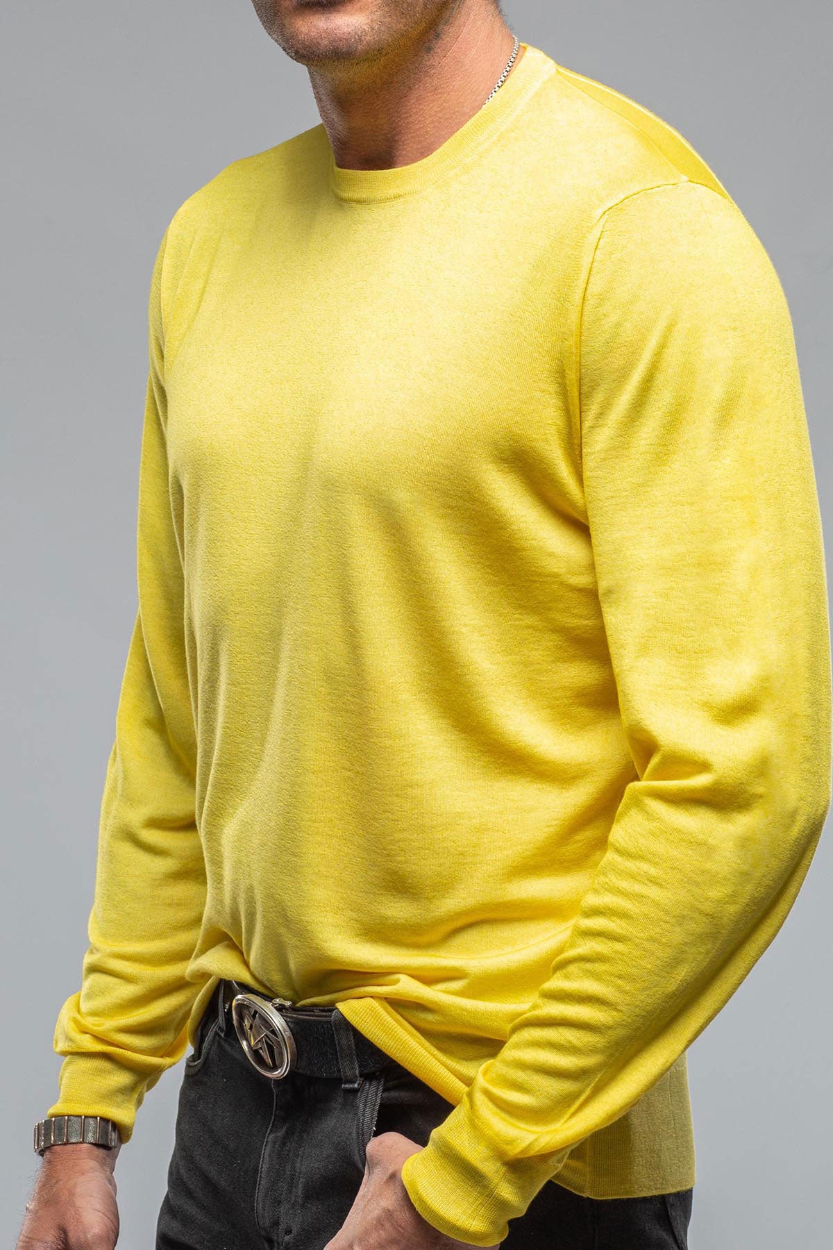 Drumohr Kane Merino Crew In Yellow Mens - Sweaters