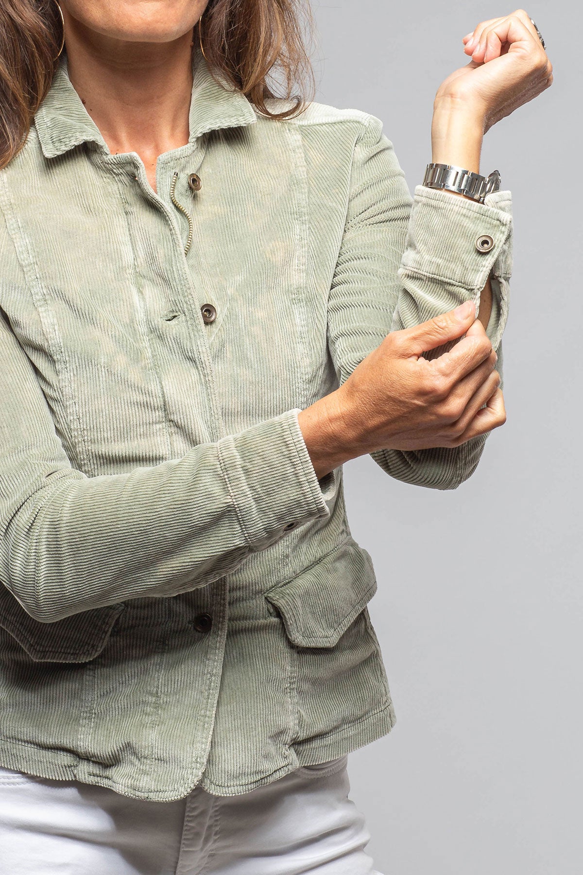 Dune | Butte Corduroy Jacket In Sage | Ladies - Outerwear - Lightweight