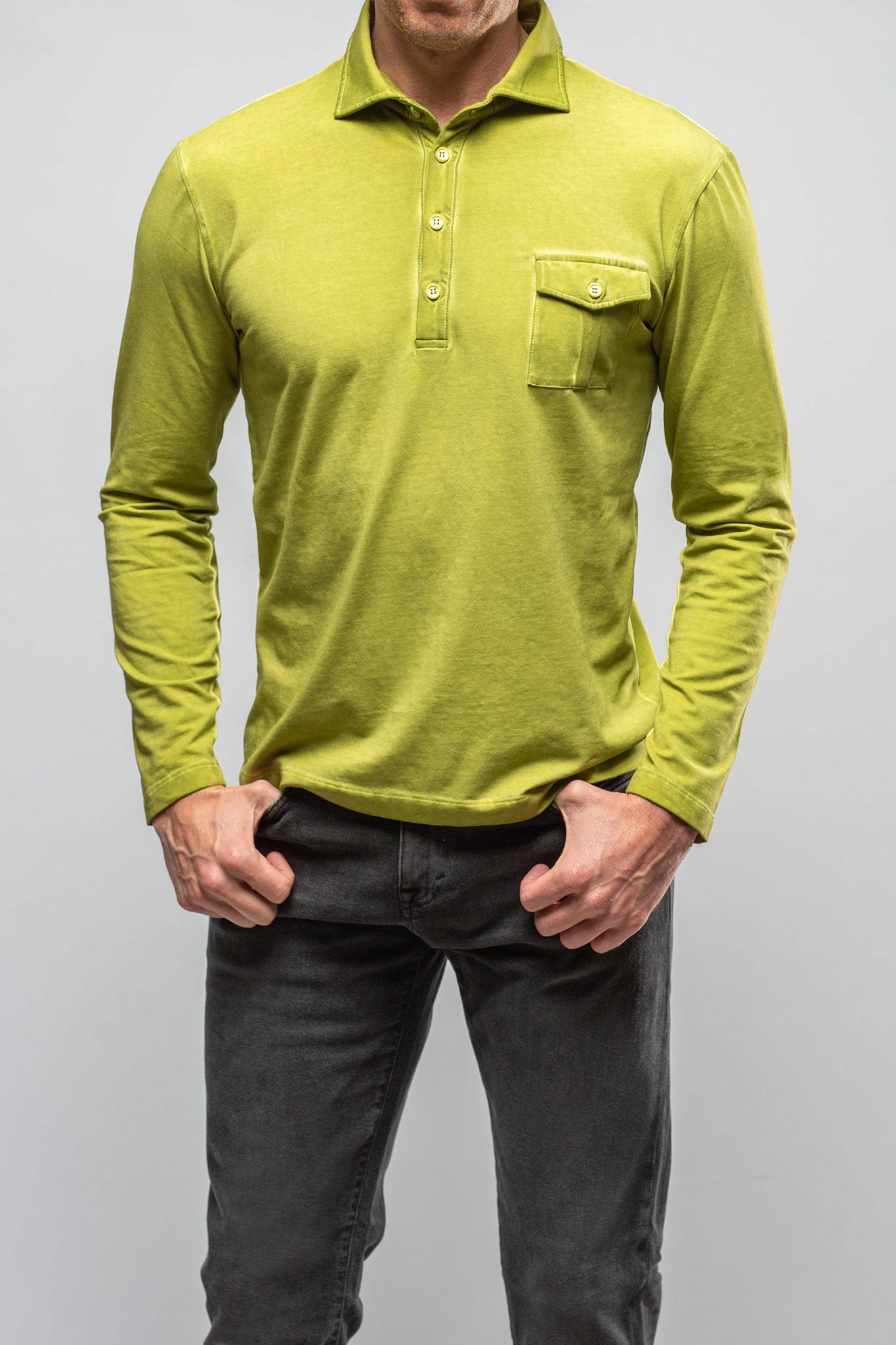 Dune Cafe Paco LS Polo Shirt In Avocado Mens - Shirts - Polos