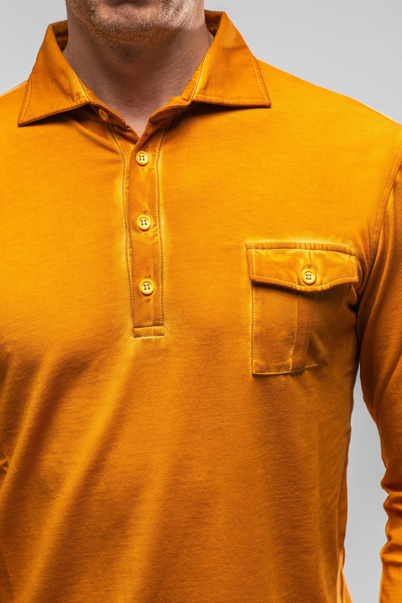 Dune Cafe Paco LS Polo Shirt In Papaya Mens - Shirts - Polos