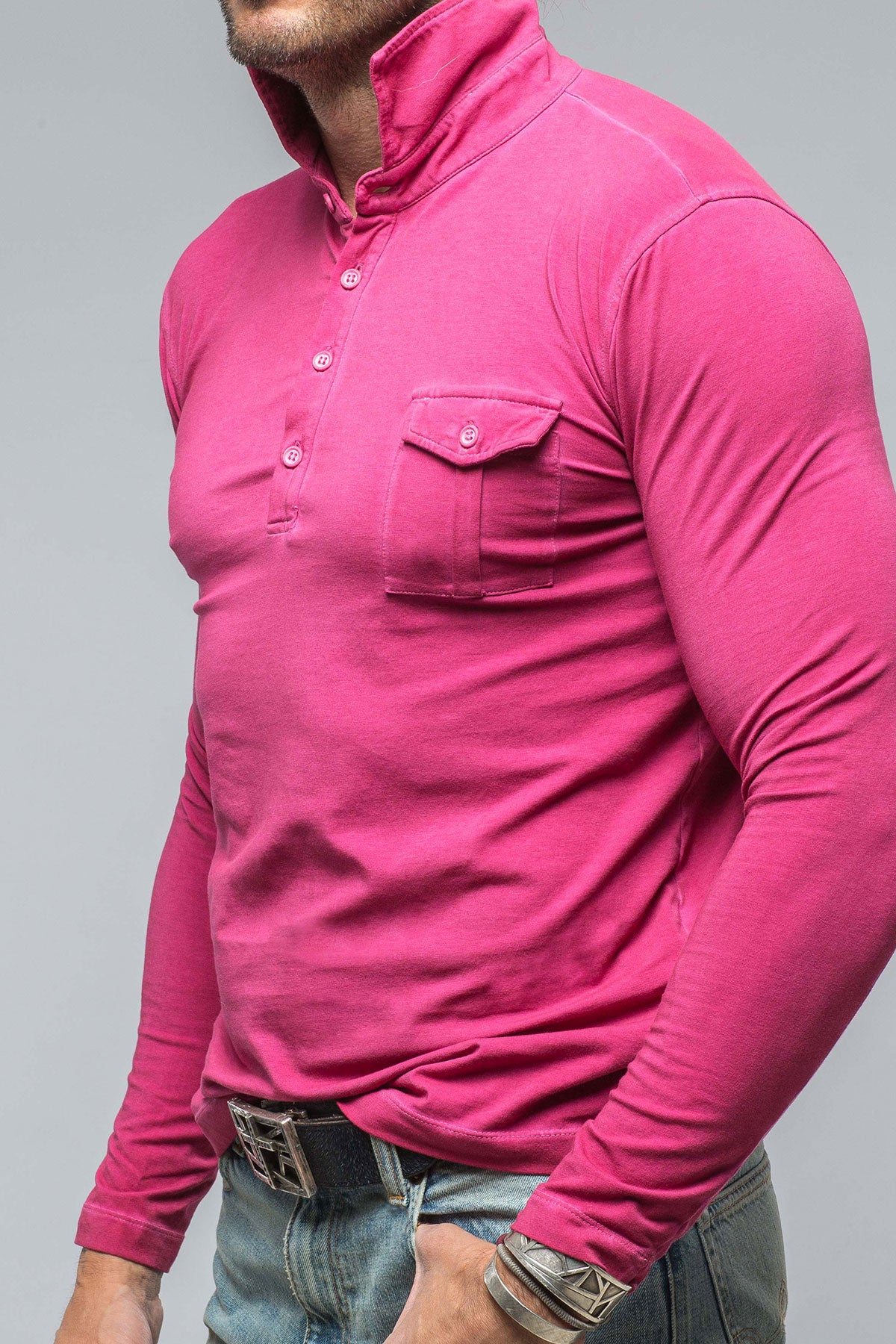 Dune Cafe Paco LS Polo Shirt In Raspberry Mens - Shirts - Polos