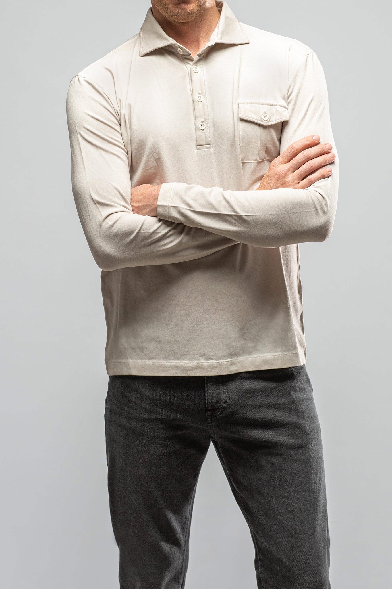 Dune Cafe Paco LS Polo Shirt In Sasso Mens - Shirts - Polos