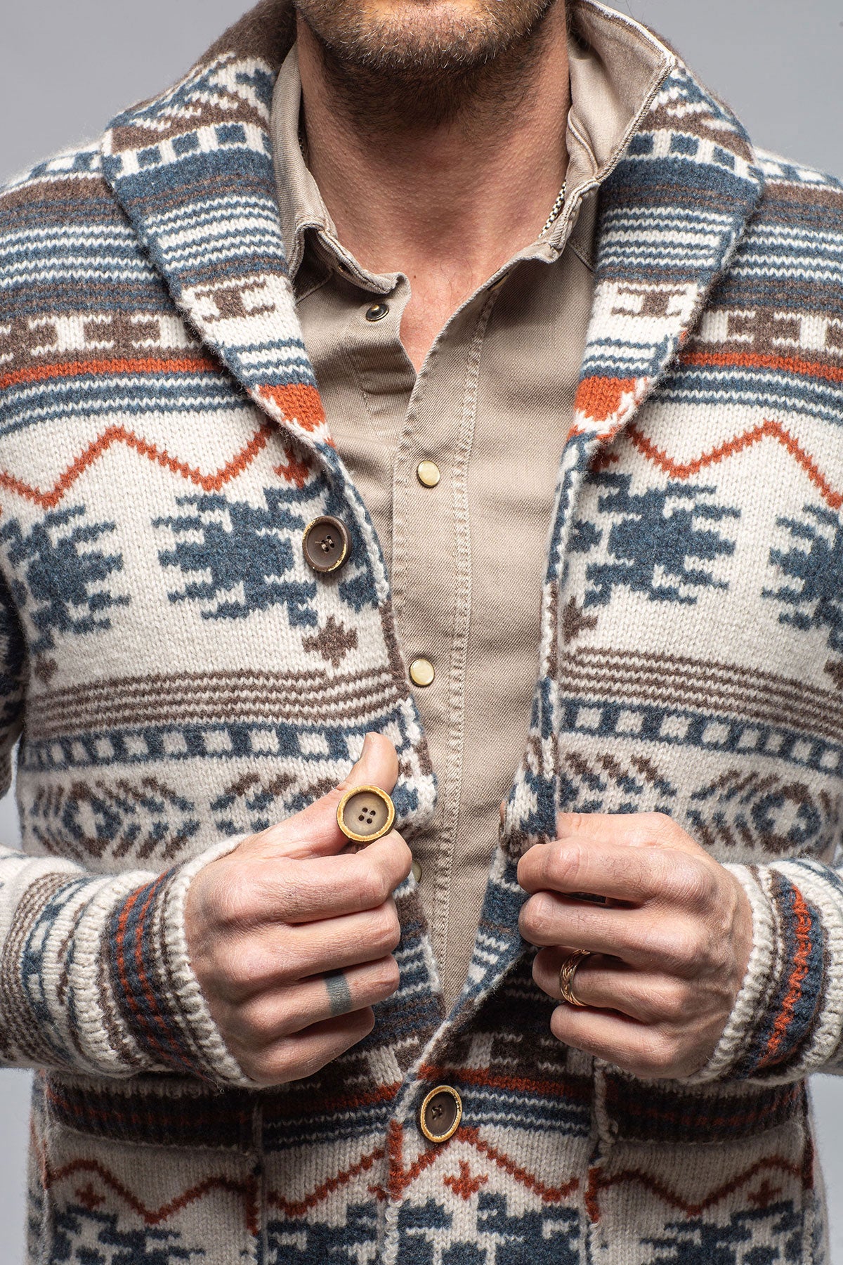 Dune Jekyll Navajo Shawl Jacket In Natural Mens - Sweaters