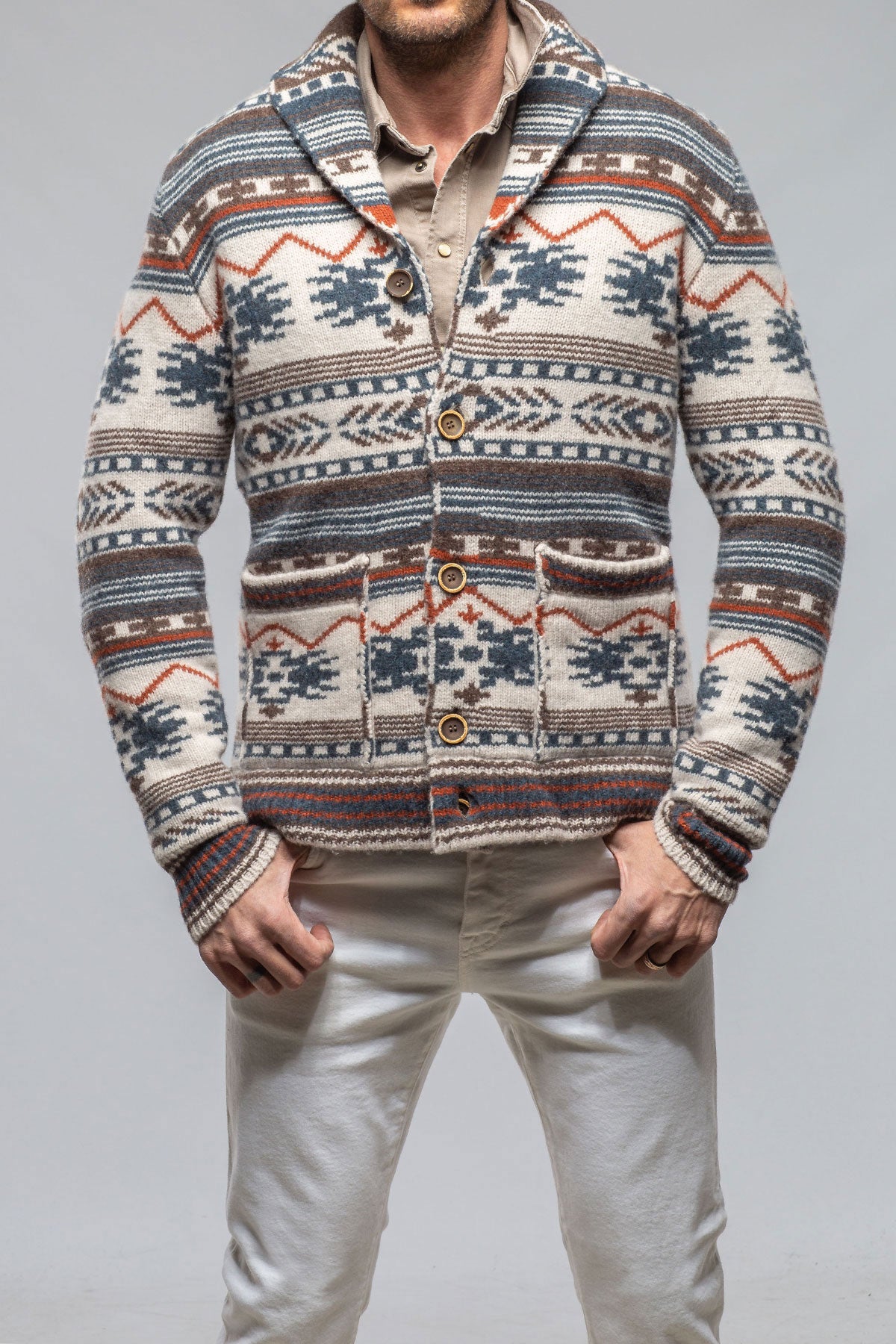 Dune Jekyll Navajo Shawl Jacket In Natural Mens - Sweaters