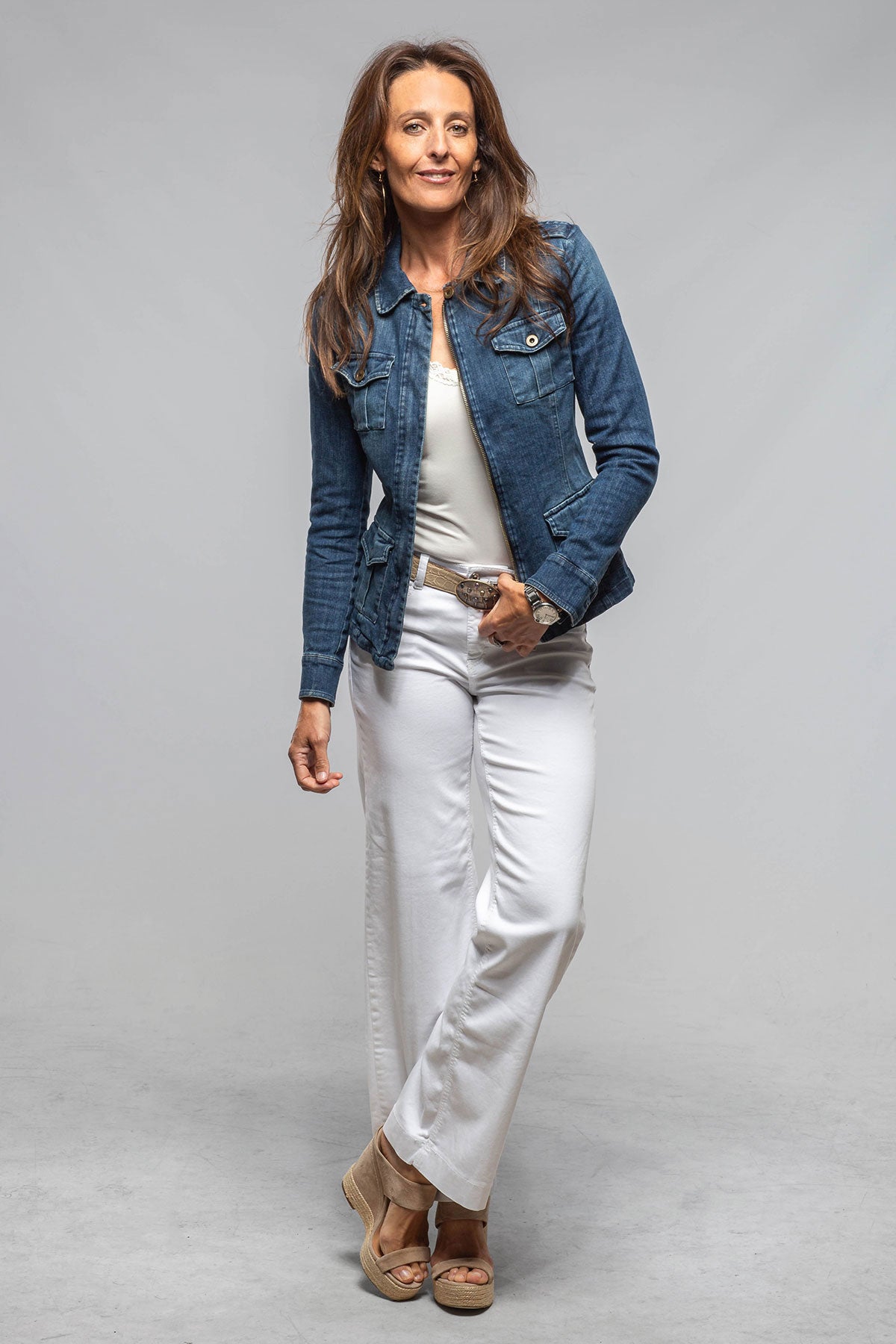 Dune Pagosa Vintage Denim Jacket In Mid Blue Ladies - Outerwear - Lightweight