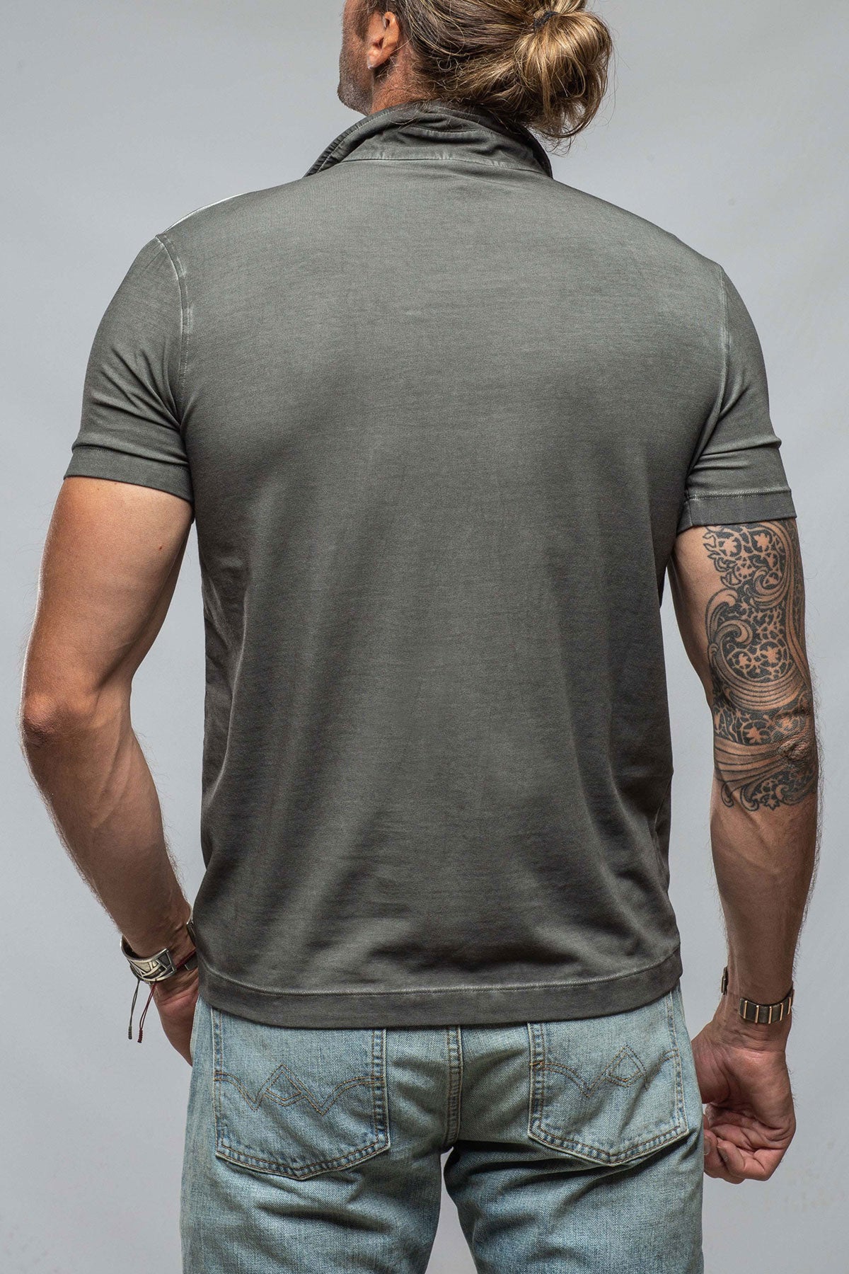 Dune Toulour SS Woven Polo in Anthracite Mens - Shirts - Polos