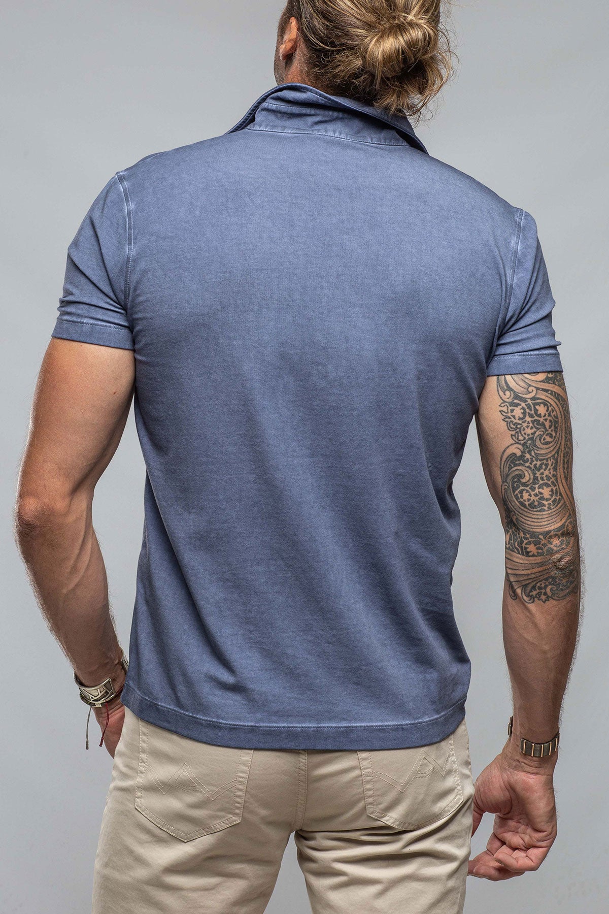 Dune Toulour SS Woven Polo in Steel Mens - Shirts - Polos