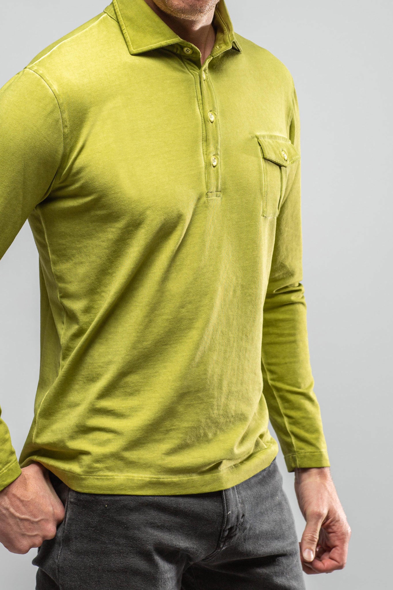 Cafe Paco LS Polo Shirt In Avocado | Mens - Shirts - Polos | Dune