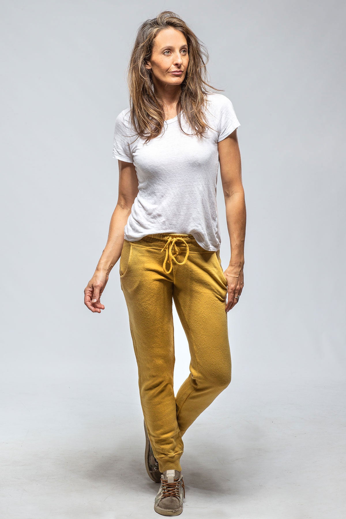 Atlantic Jogger In Stone Washed Okra | Ladies - Pants - Knit | Axel's Premium Denim