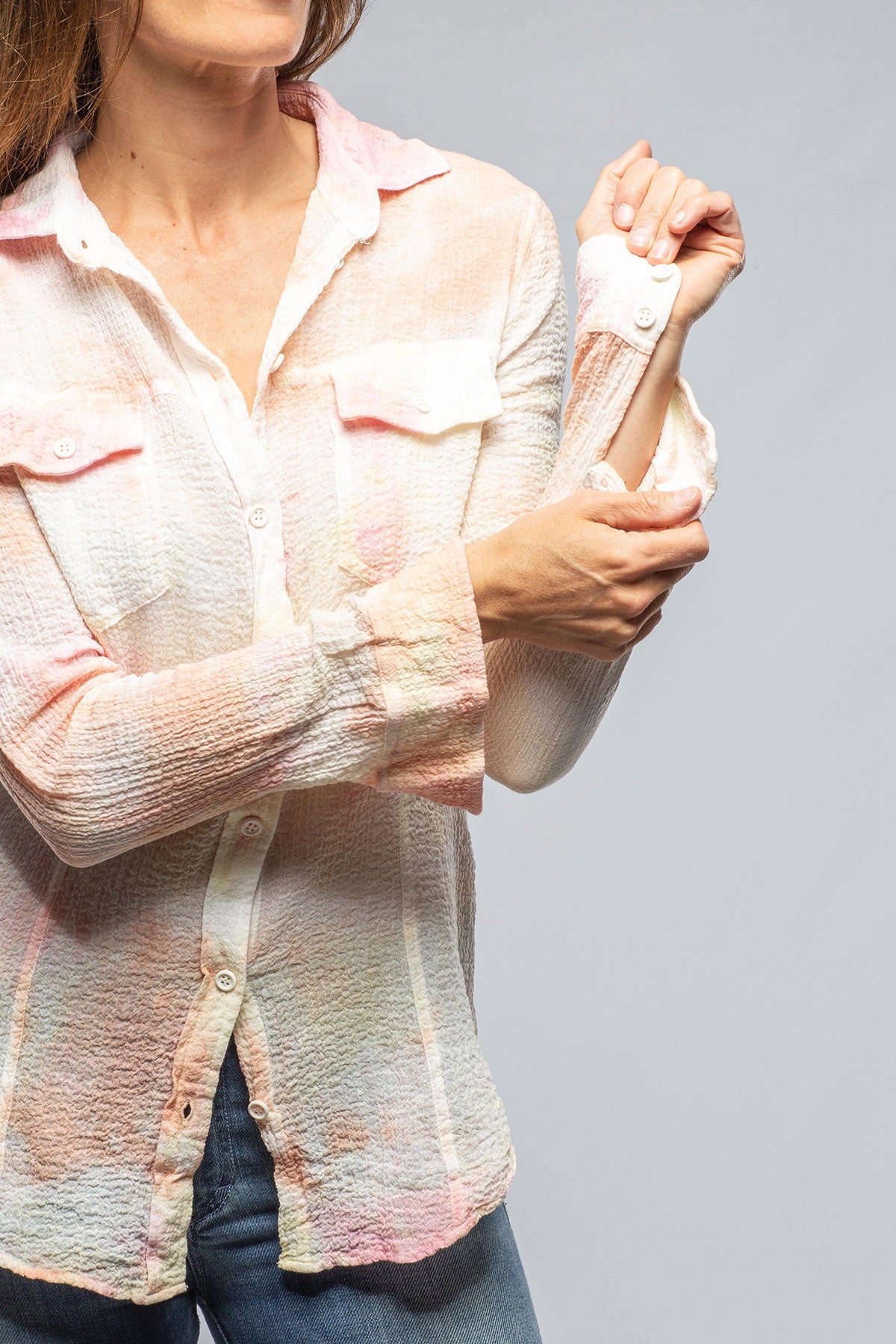 Jules Crepe Button Down Pink Tie-Dye | Ladies - Tops | Dune